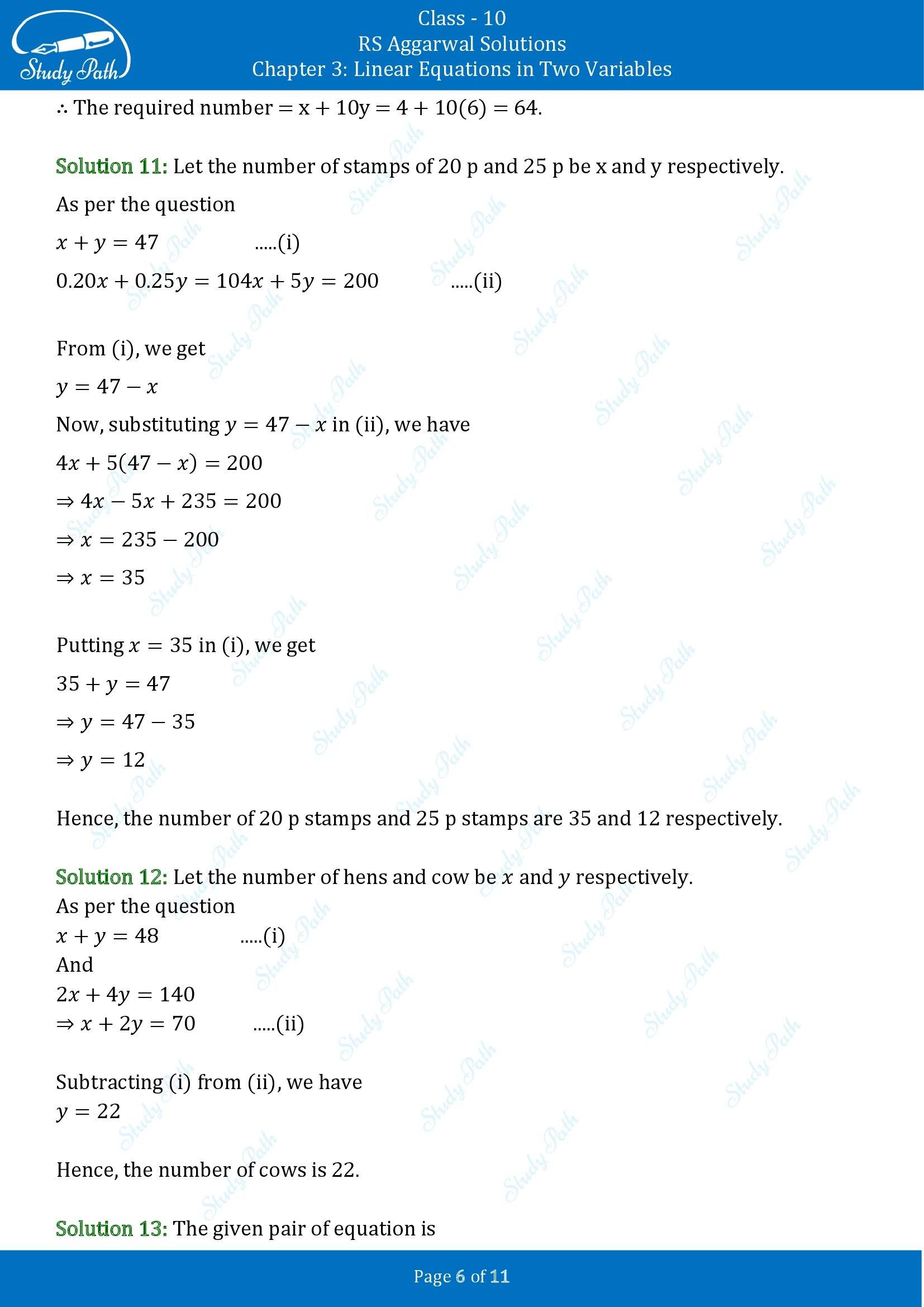 RS Aggarwal Solutions for Class 10 Chapter 3 Linear Equations in Two Variables Exercise 3F 00006