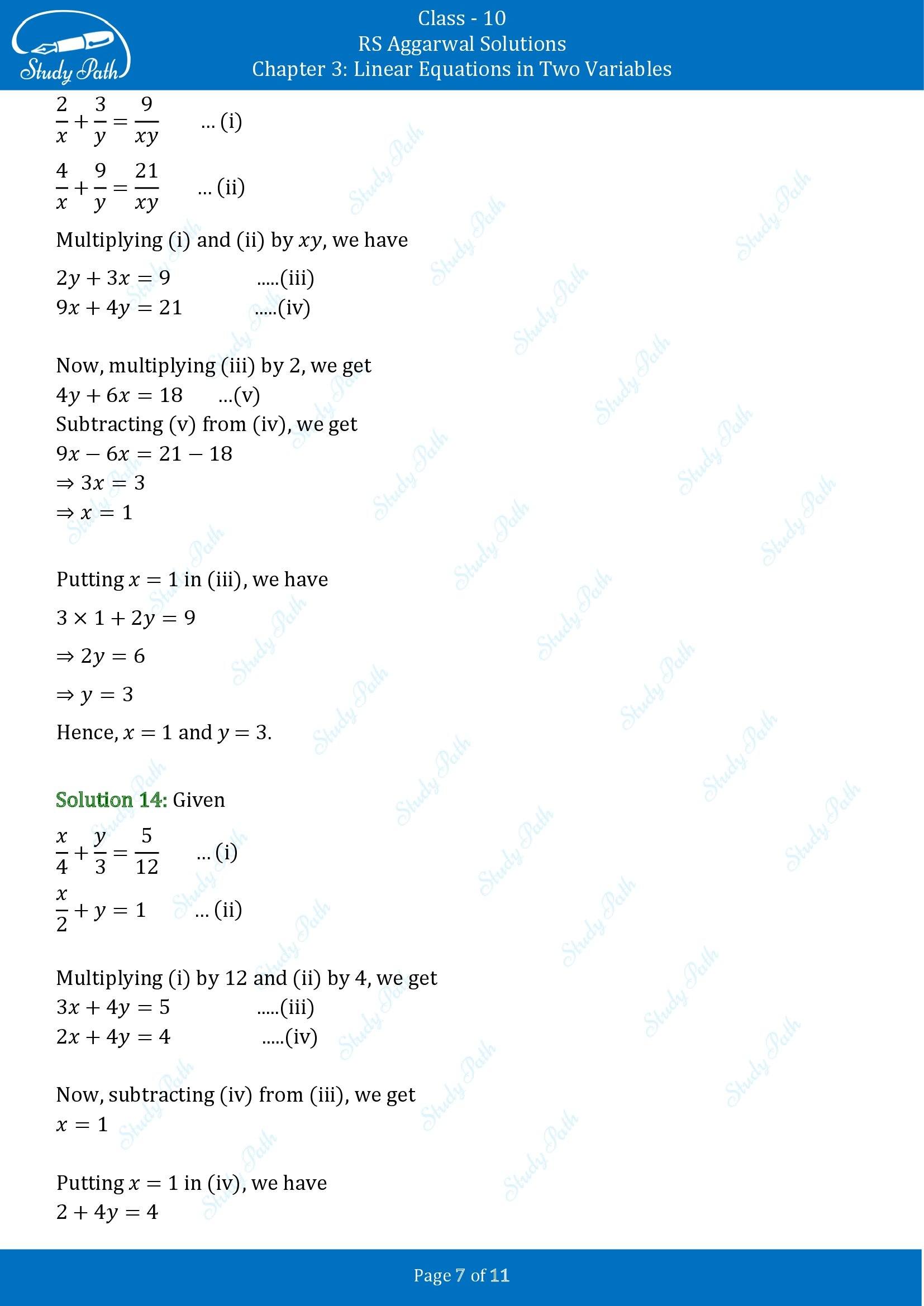 RS Aggarwal Solutions for Class 10 Chapter 3 Linear Equations in Two Variables Exercise 3F 00007
