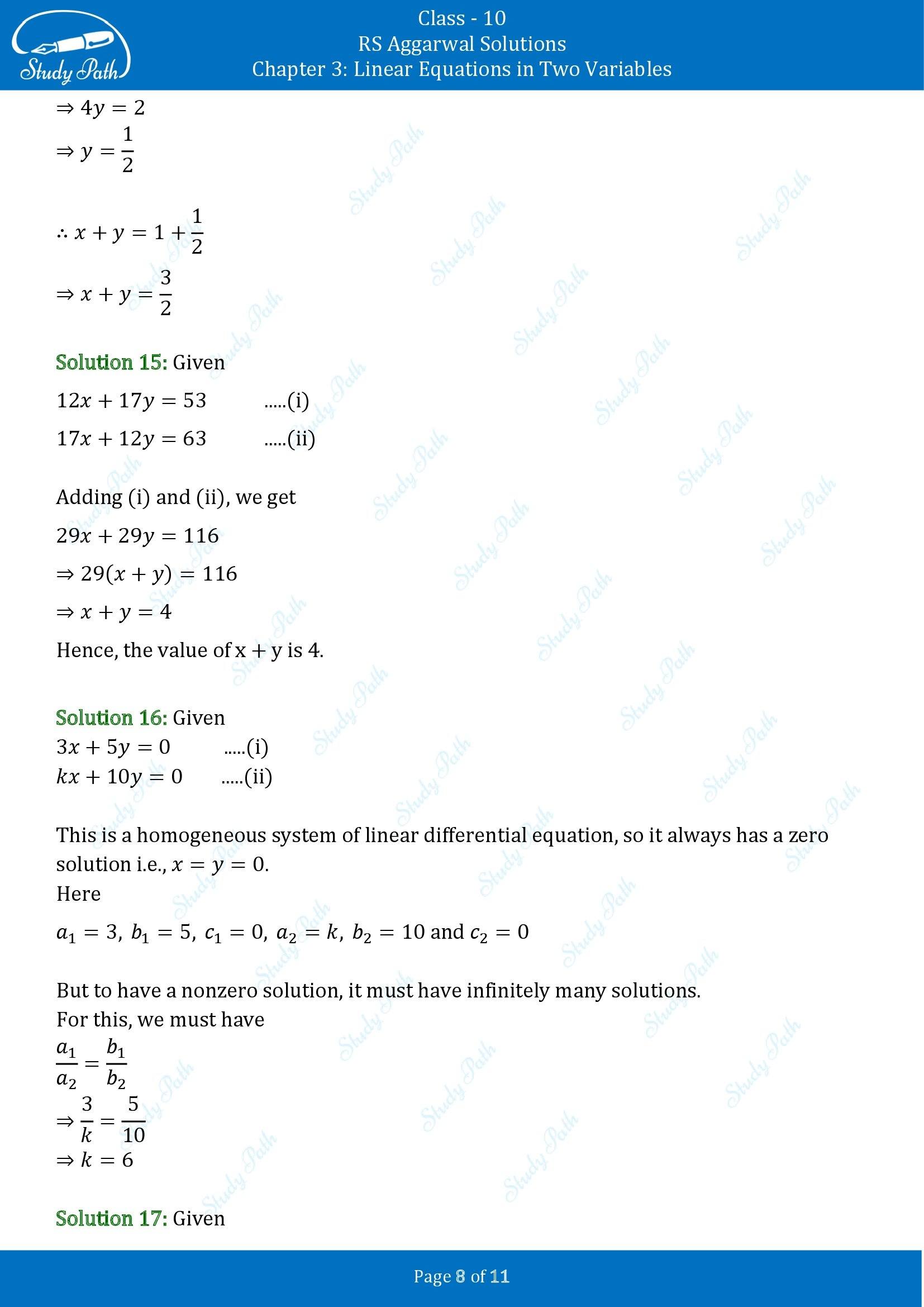 RS Aggarwal Solutions for Class 10 Chapter 3 Linear Equations in Two Variables Exercise 3F 00008