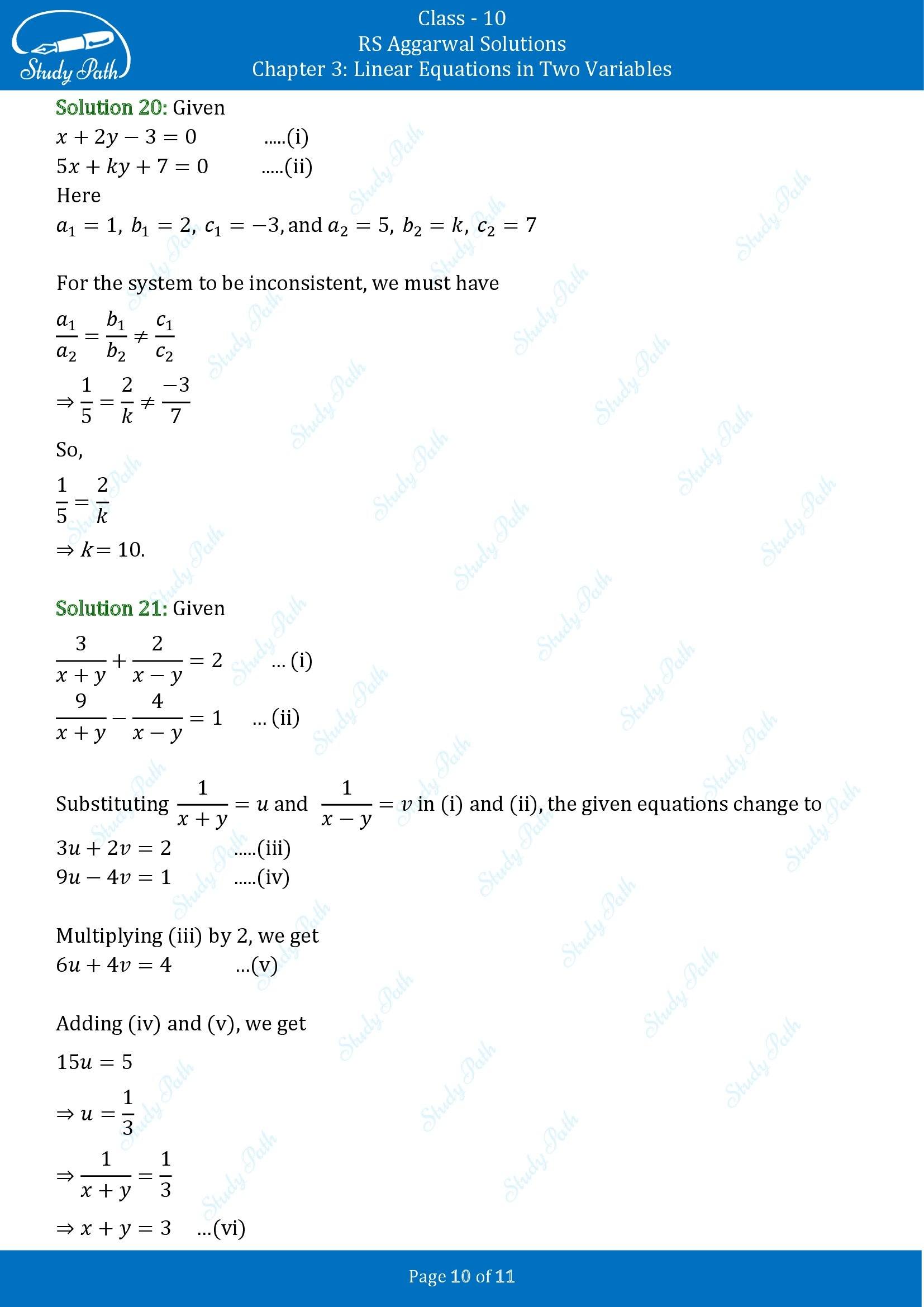 RS Aggarwal Solutions for Class 10 Chapter 3 Linear Equations in Two Variables Exercise 3F 00010