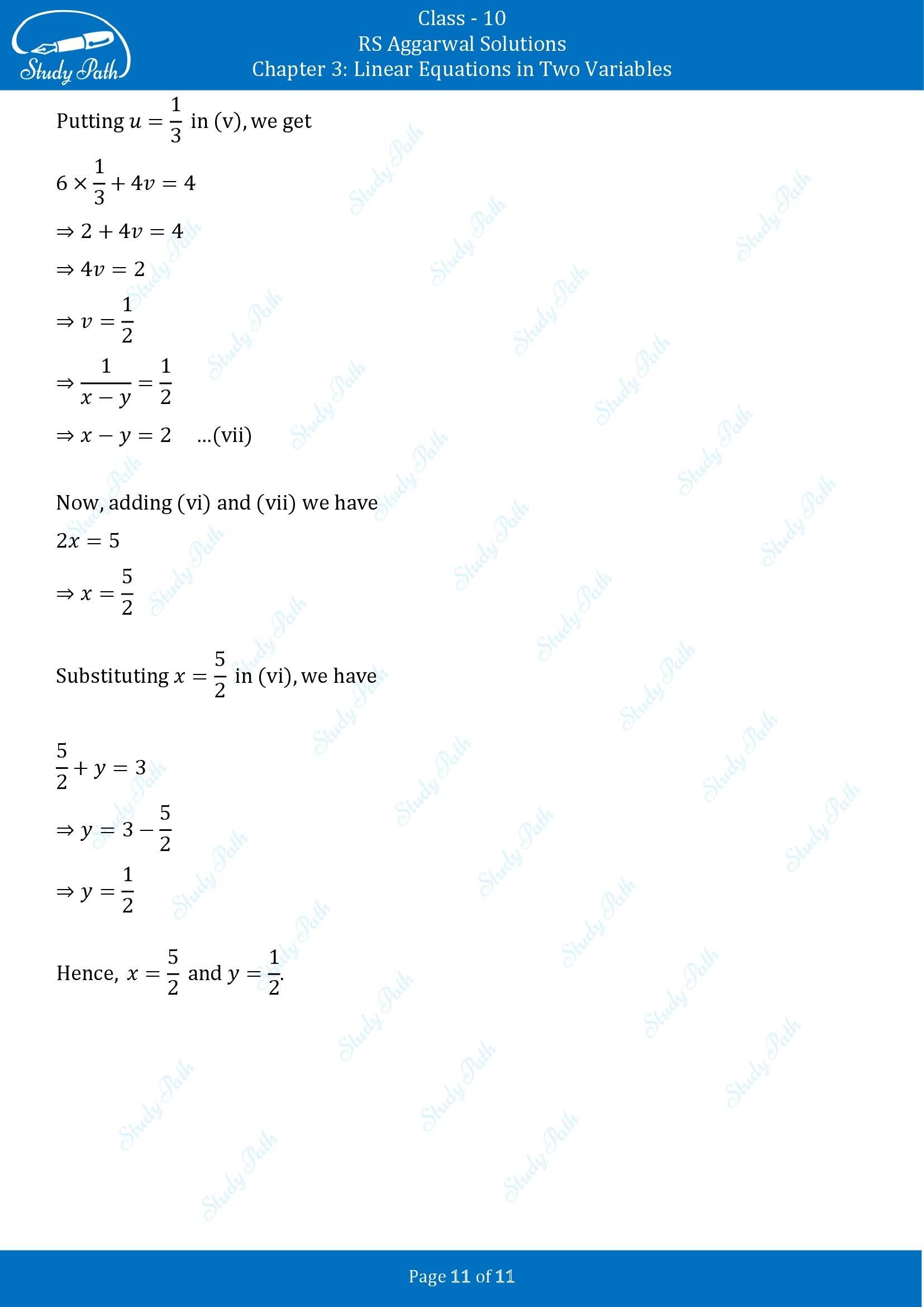 RS Aggarwal Solutions for Class 10 Chapter 3 Linear Equations in Two Variables Exercise 3F 00011
