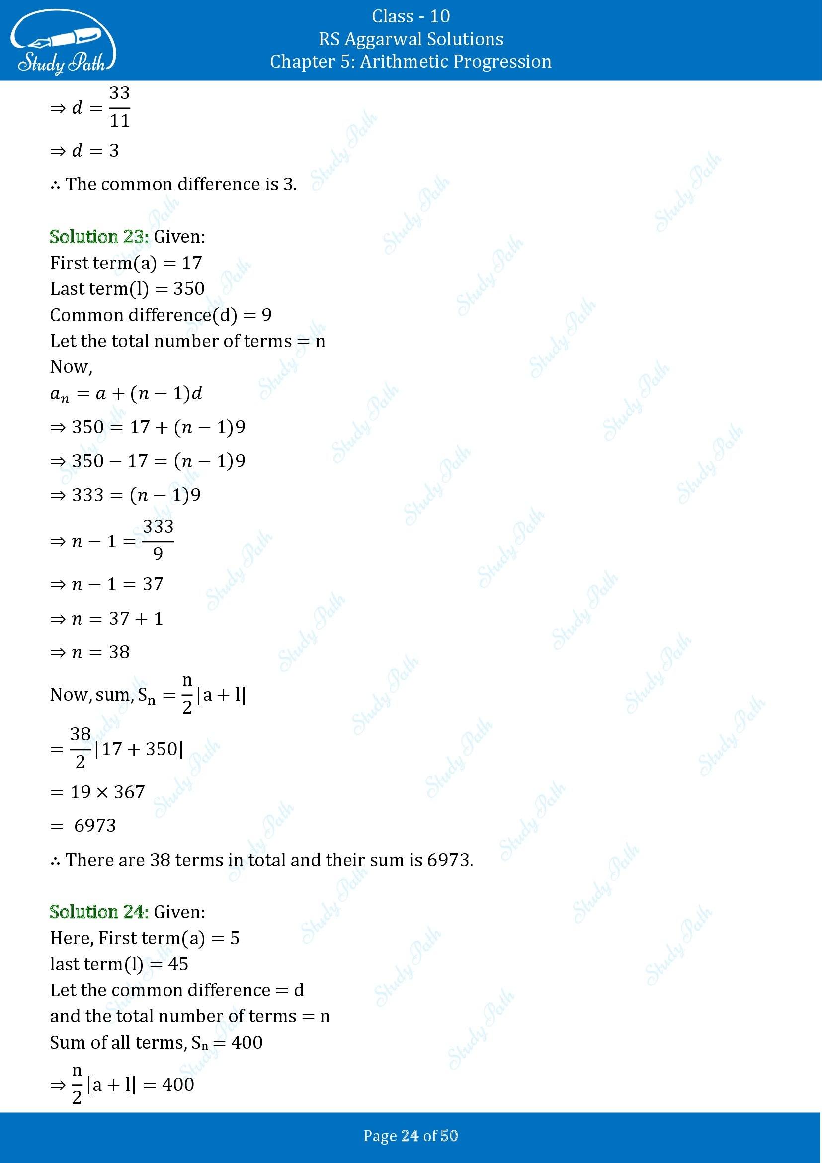 RS Aggarwal Solutions for Class 10 Chapter 5 Arithmetic Progression Exercise 5C 00024