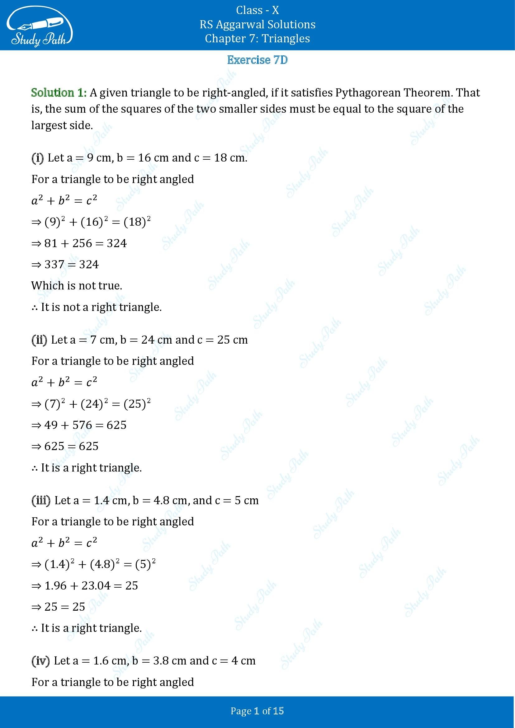 RS Aggarwal Solutions for Class 10 Chapter 7 Triangles Exercise 7D 00001