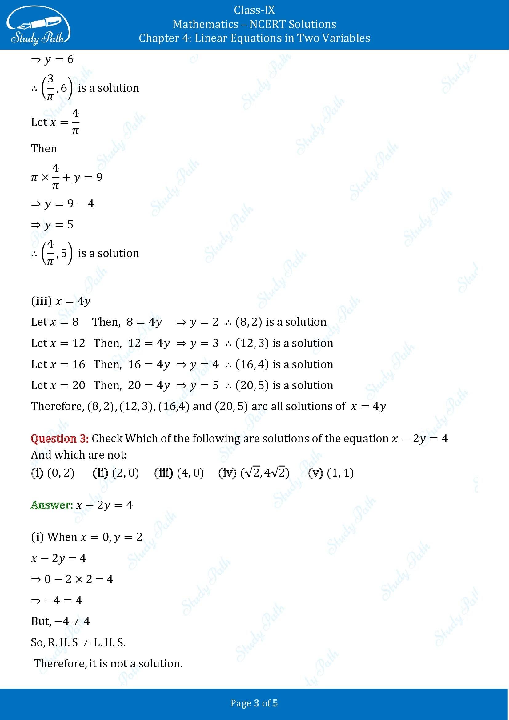 NCERT Solutions for Class 9 Maths Chapter 4 Linear Equations in Two Variables Exercise 4.2 00003