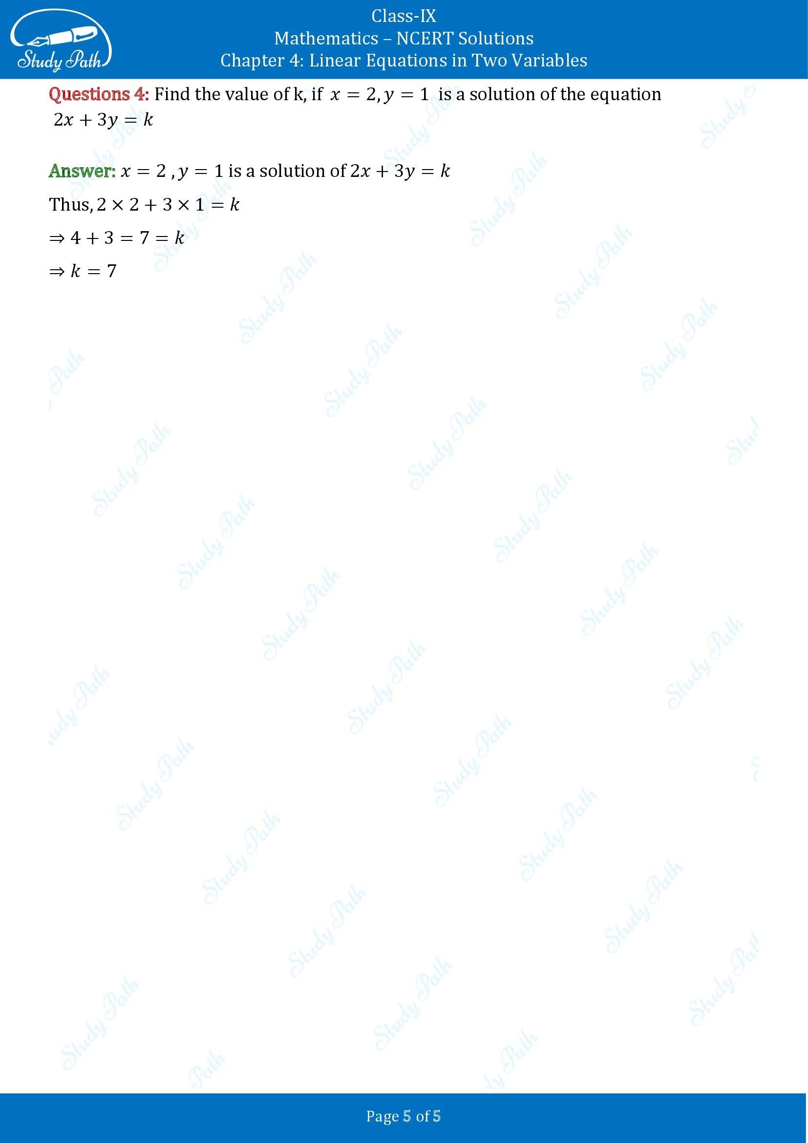NCERT Solutions for Class 9 Maths Chapter 4 Linear Equations in Two Variables Exercise 4.2 00005