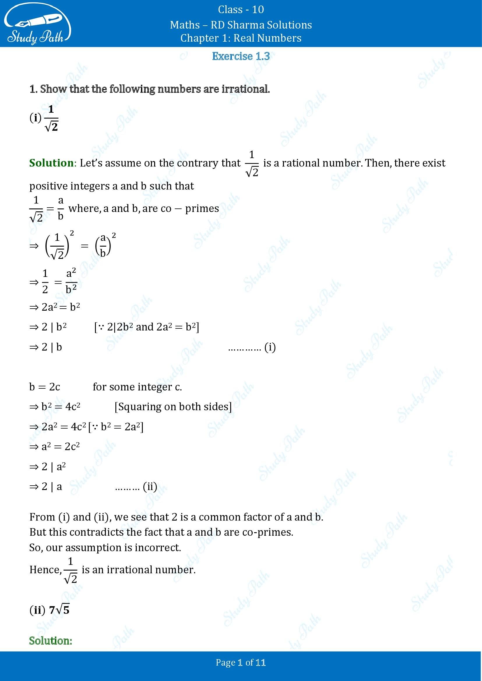 RD Sharma Solutions Class 10 Chapter 1 Real Numbers Exercise 1.3 00001