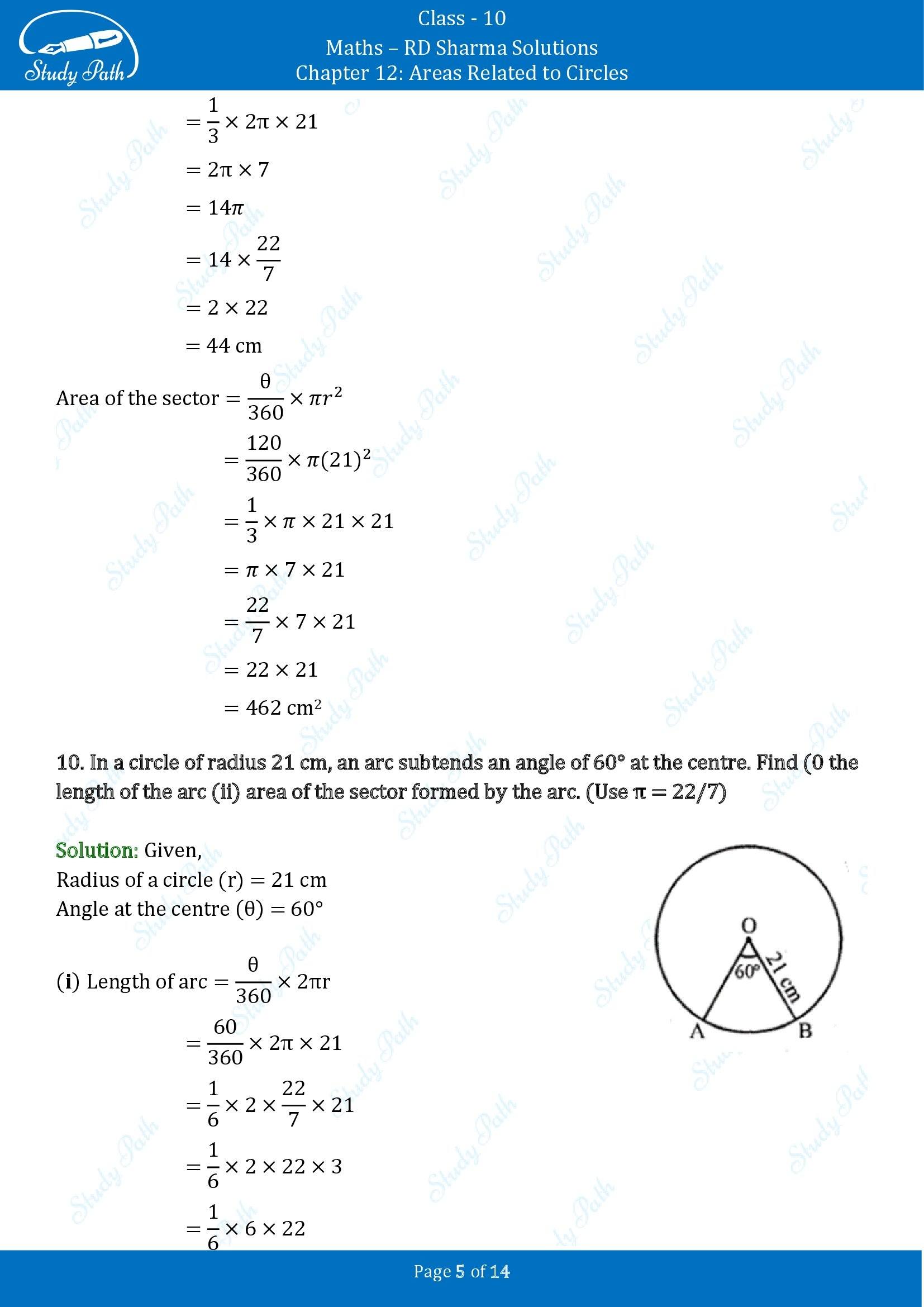 RD Sharma Solutions Class 10 Chapter 12 Areas Related to Circles Exercise 12.2 00005