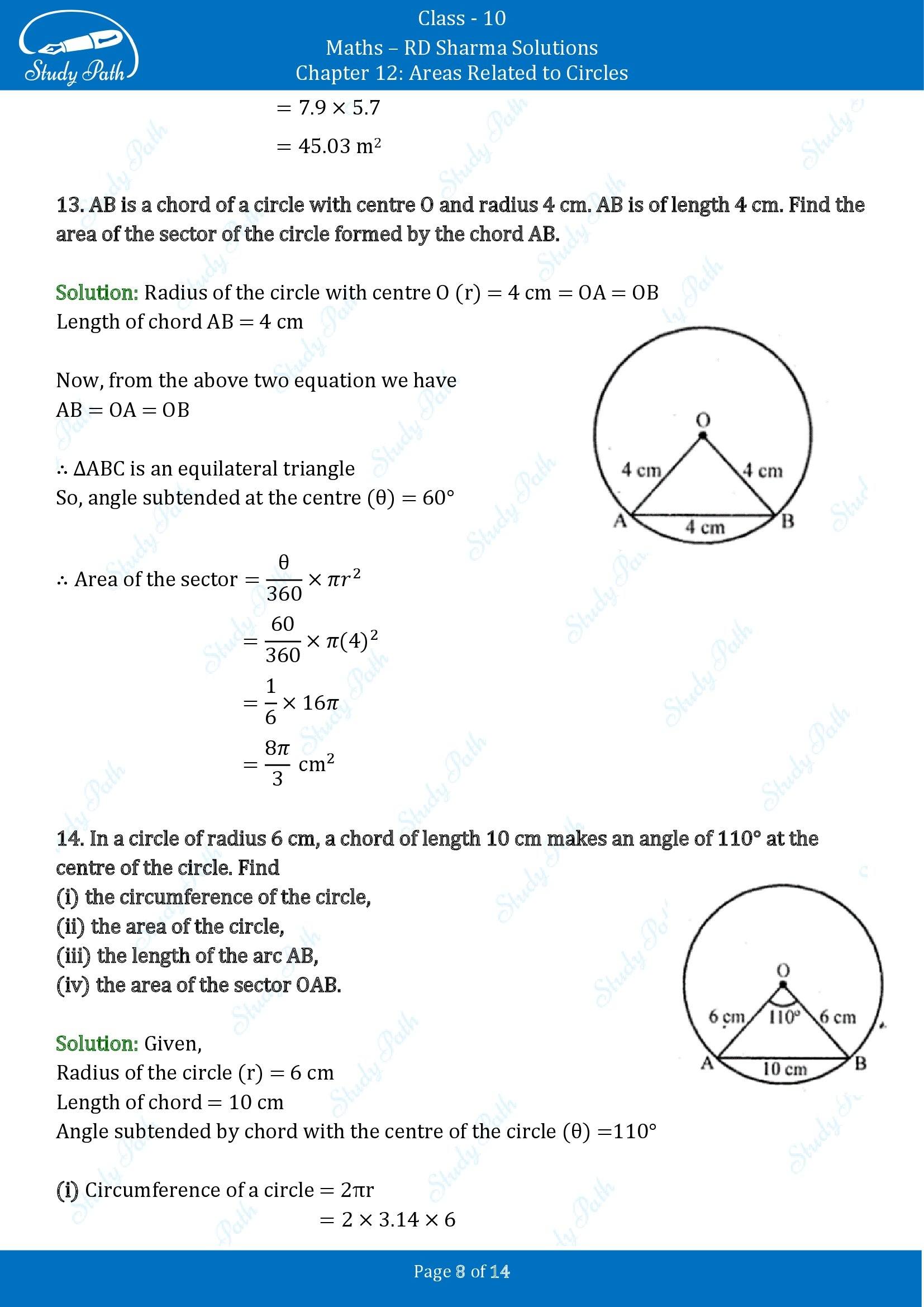 RD Sharma Solutions Class 10 Chapter 12 Areas Related to Circles Exercise 12.2 00008