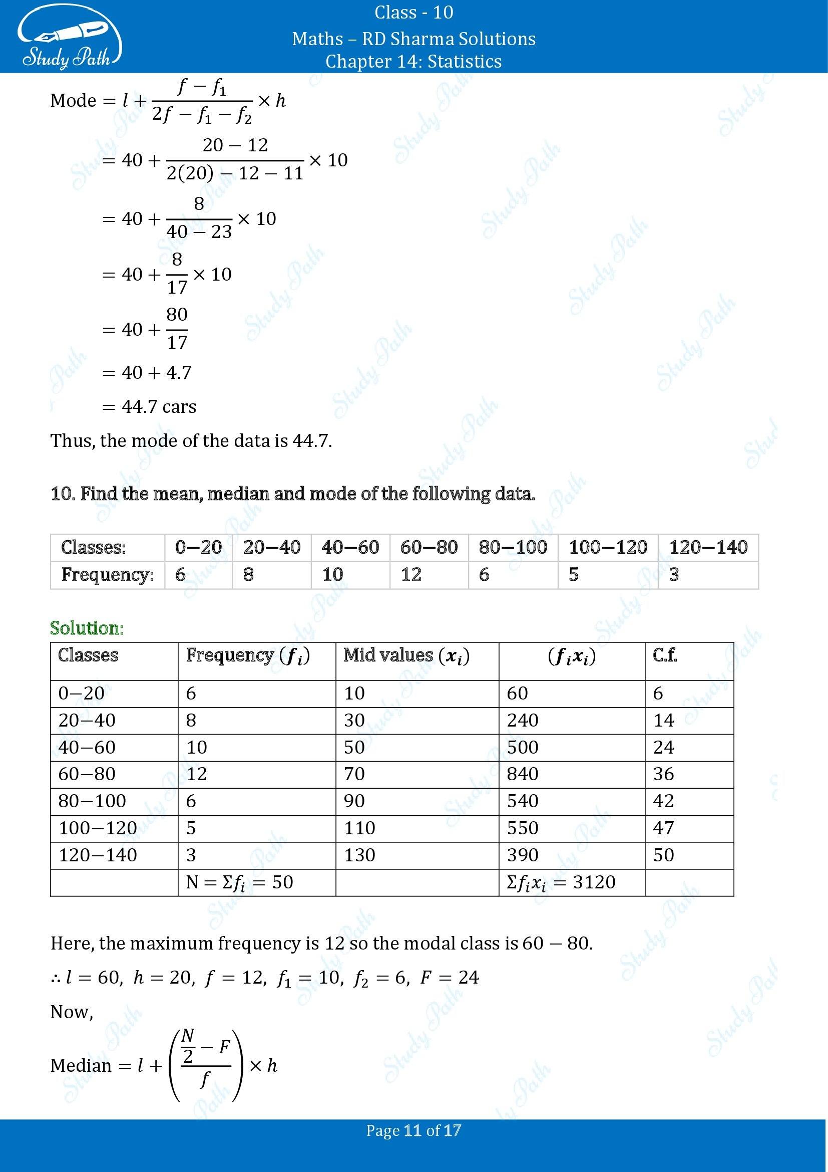 RD Sharma Solutions Class 10 Chapter 14 Statistics Exercise 14.5 00011