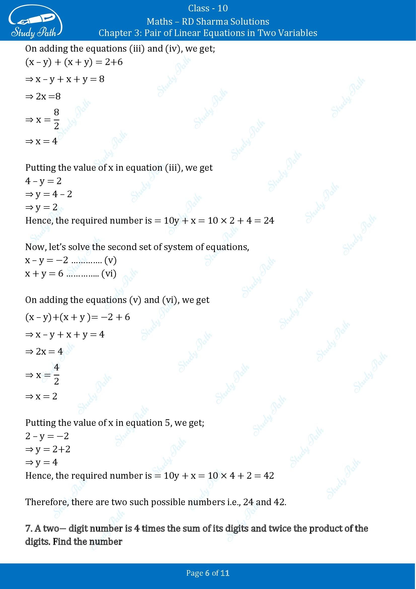 RD Sharma Solutions Class 10 Chapter 3 Pair of Linear Equations in Two Variables Exercise 3.6 00006