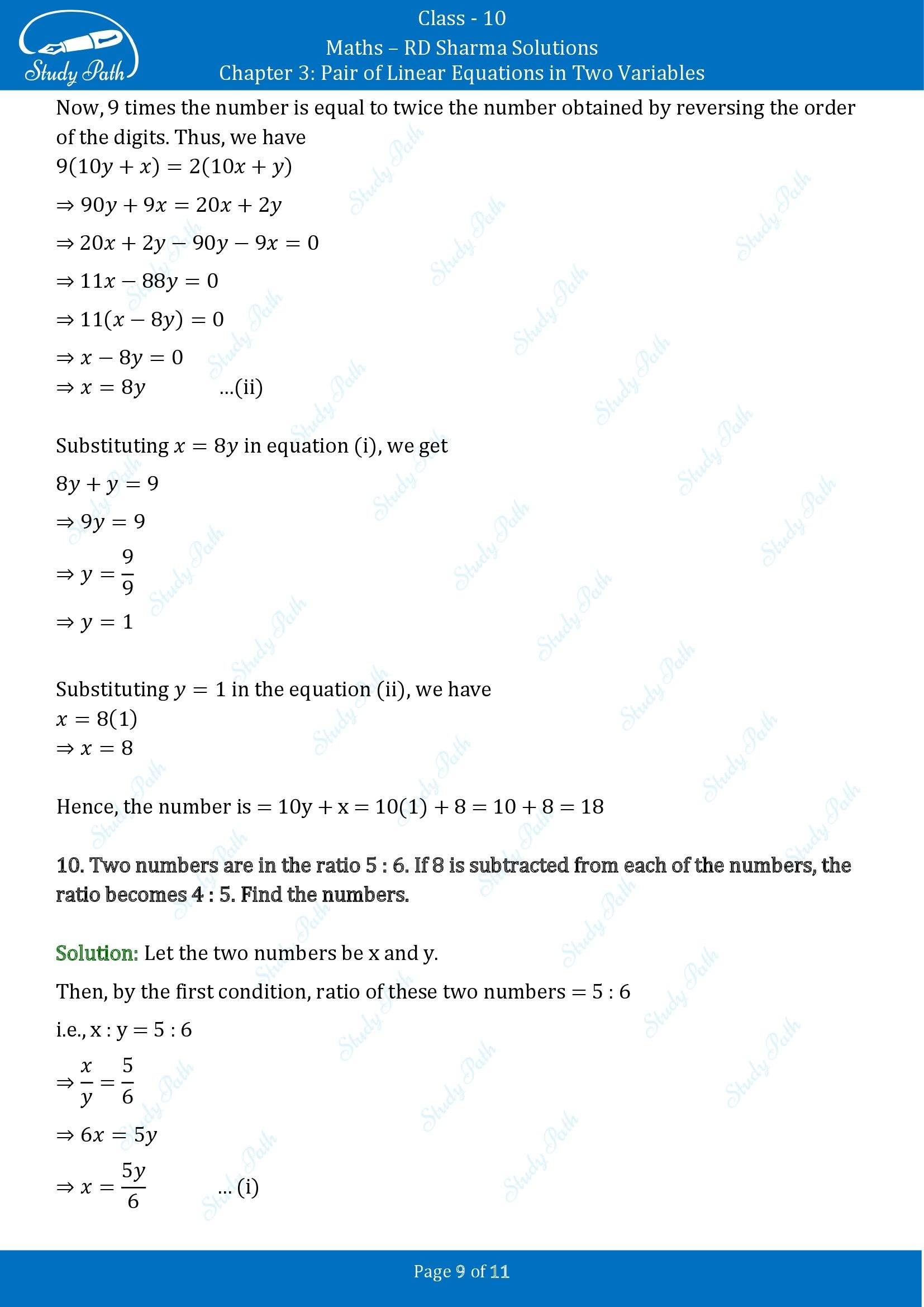RD Sharma Solutions Class 10 Chapter 3 Pair of Linear Equations in Two Variables Exercise 3.6 00009