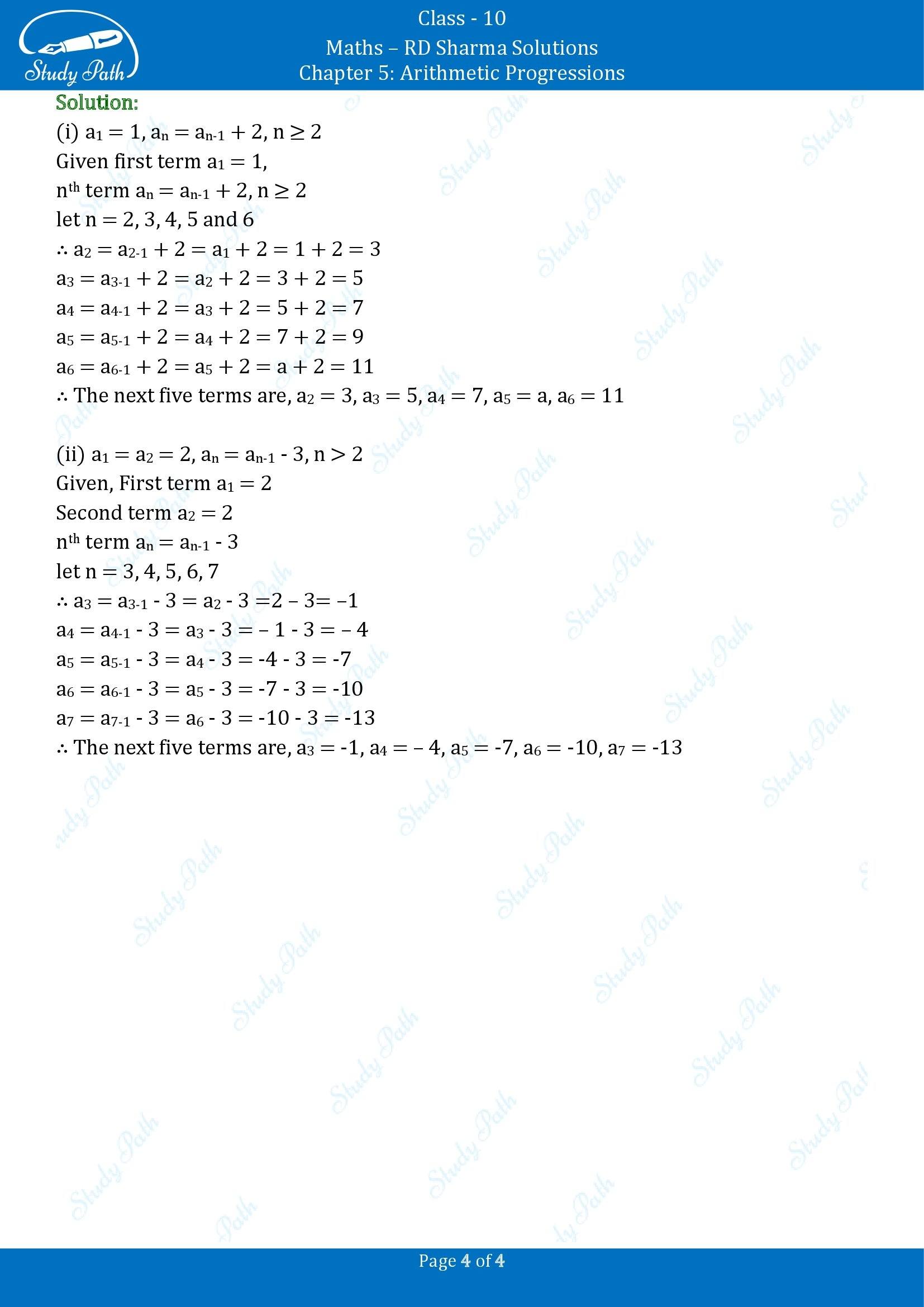RD Sharma Solutions Class 10 Chapter 5 Arithmetic Progressions Exercise 5.1 00004