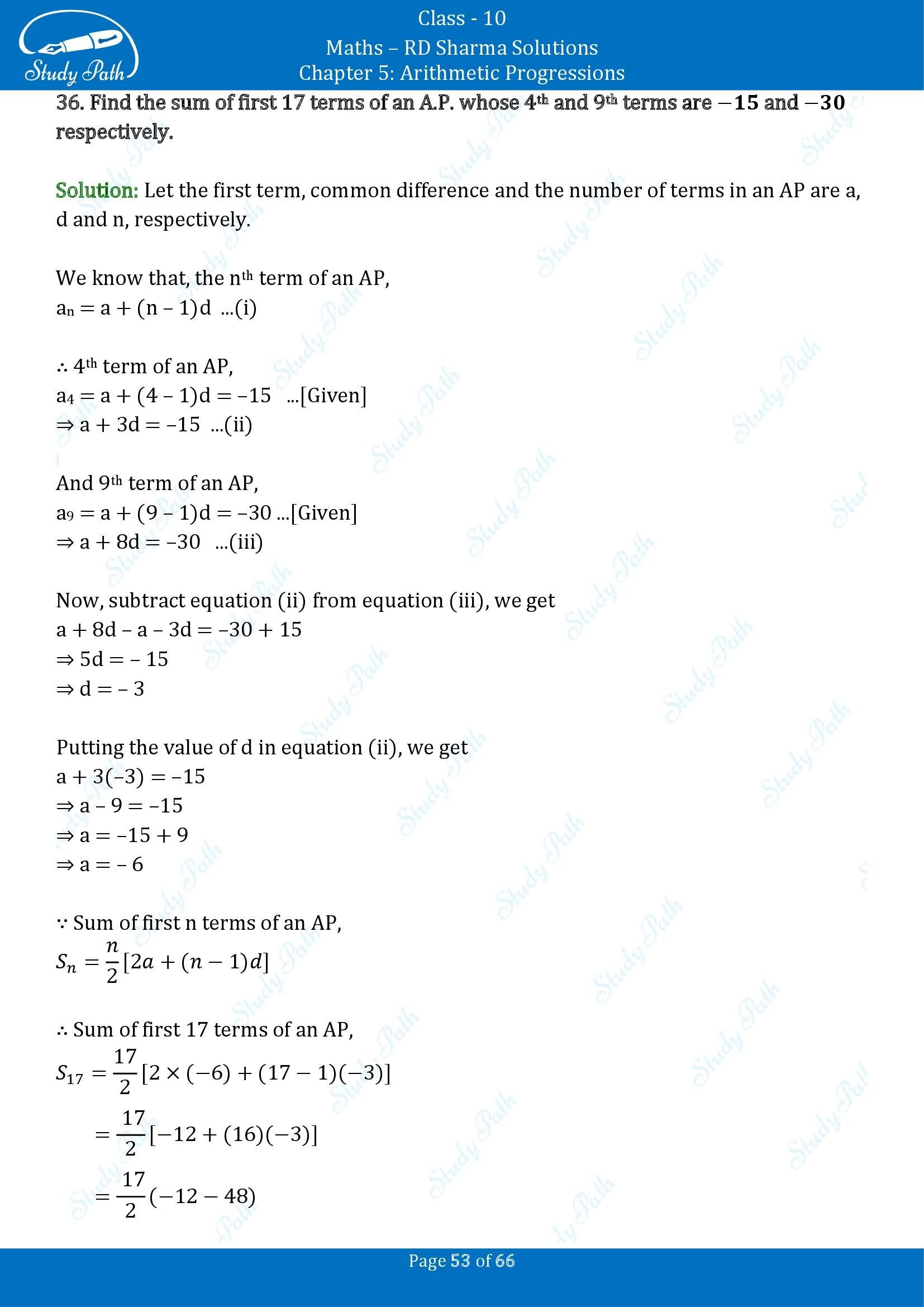 RD Sharma Solutions Class 10 Chapter 5 Arithmetic Progressions Exercise 5.6 00053