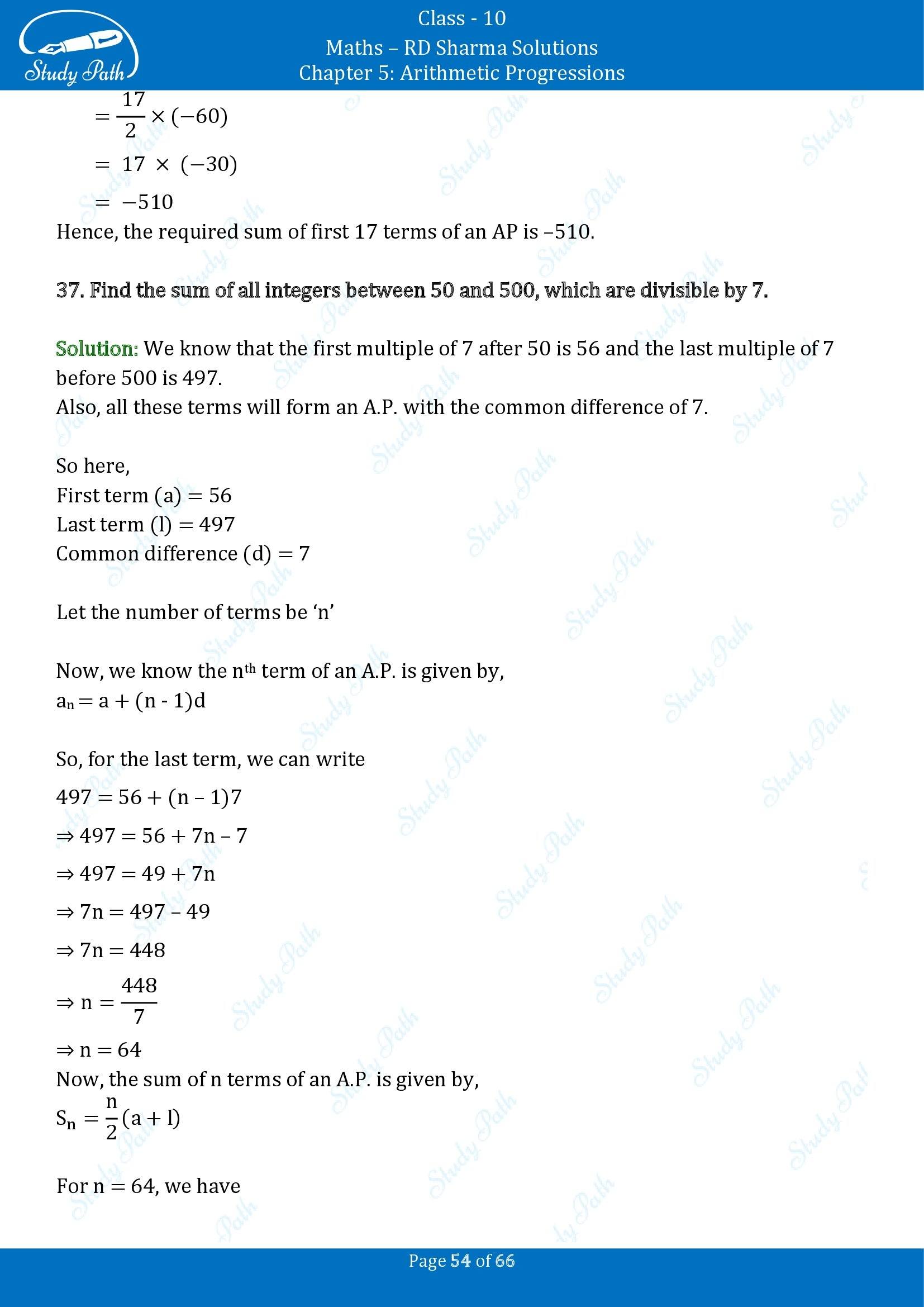 RD Sharma Solutions Class 10 Chapter 5 Arithmetic Progressions Exercise 5.6 00054
