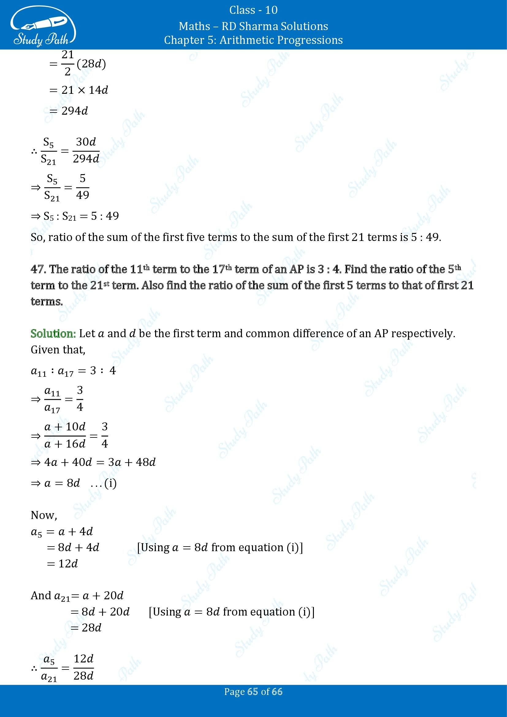 RD Sharma Solutions Class 10 Chapter 5 Arithmetic Progressions Exercise 5.6 00065