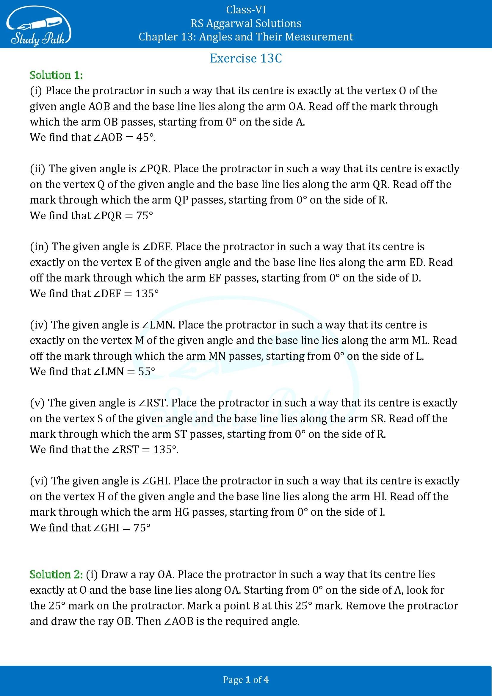 RS Aggarwal Solutions Class 6 Chapter 13 Angles and Their Measurement Exercise 13C 00001