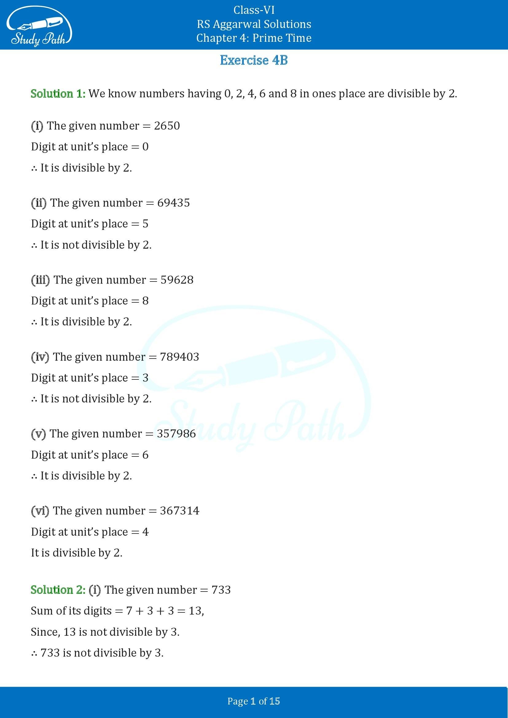 RS Aggarwal Solutions Class 6 Chapter 4 Prime Time Exercise 4B 00001
