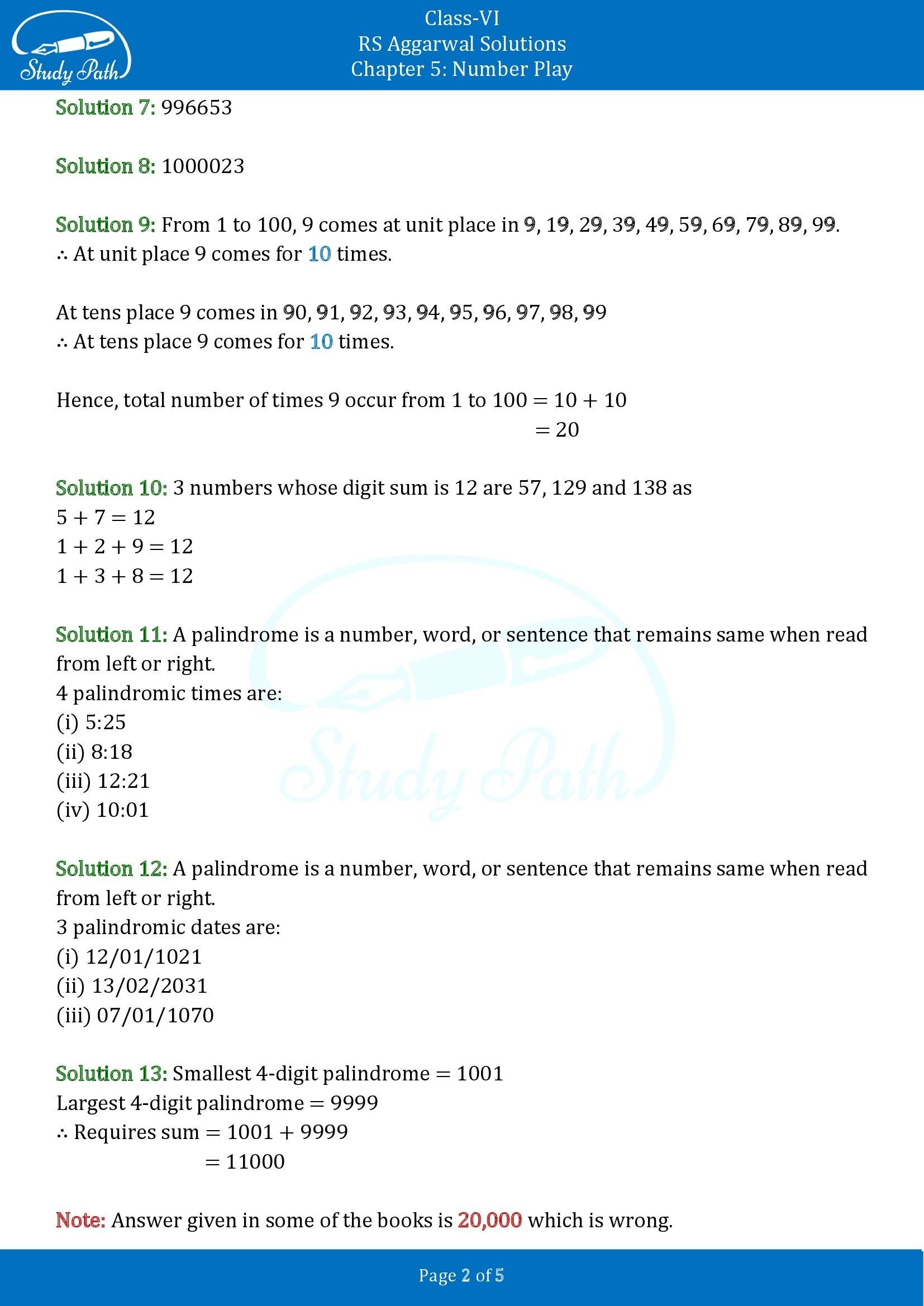 RS Aggarwal Solutions Class 6 Chapter 5 Number Play Exercise 5 00002