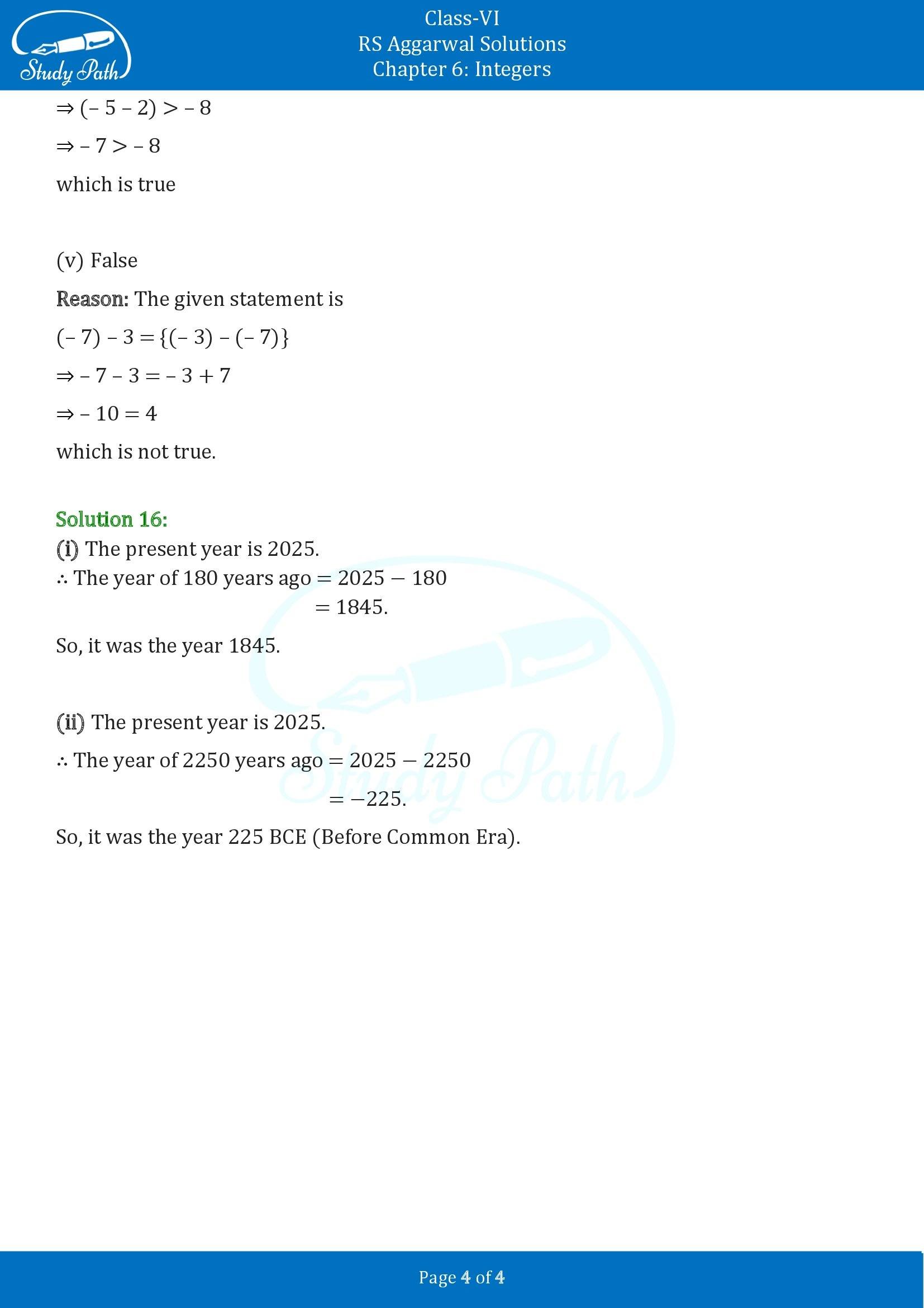 RS Aggarwal Solutions Class 6 Chapter 6 Integers Exercise 6C 00004