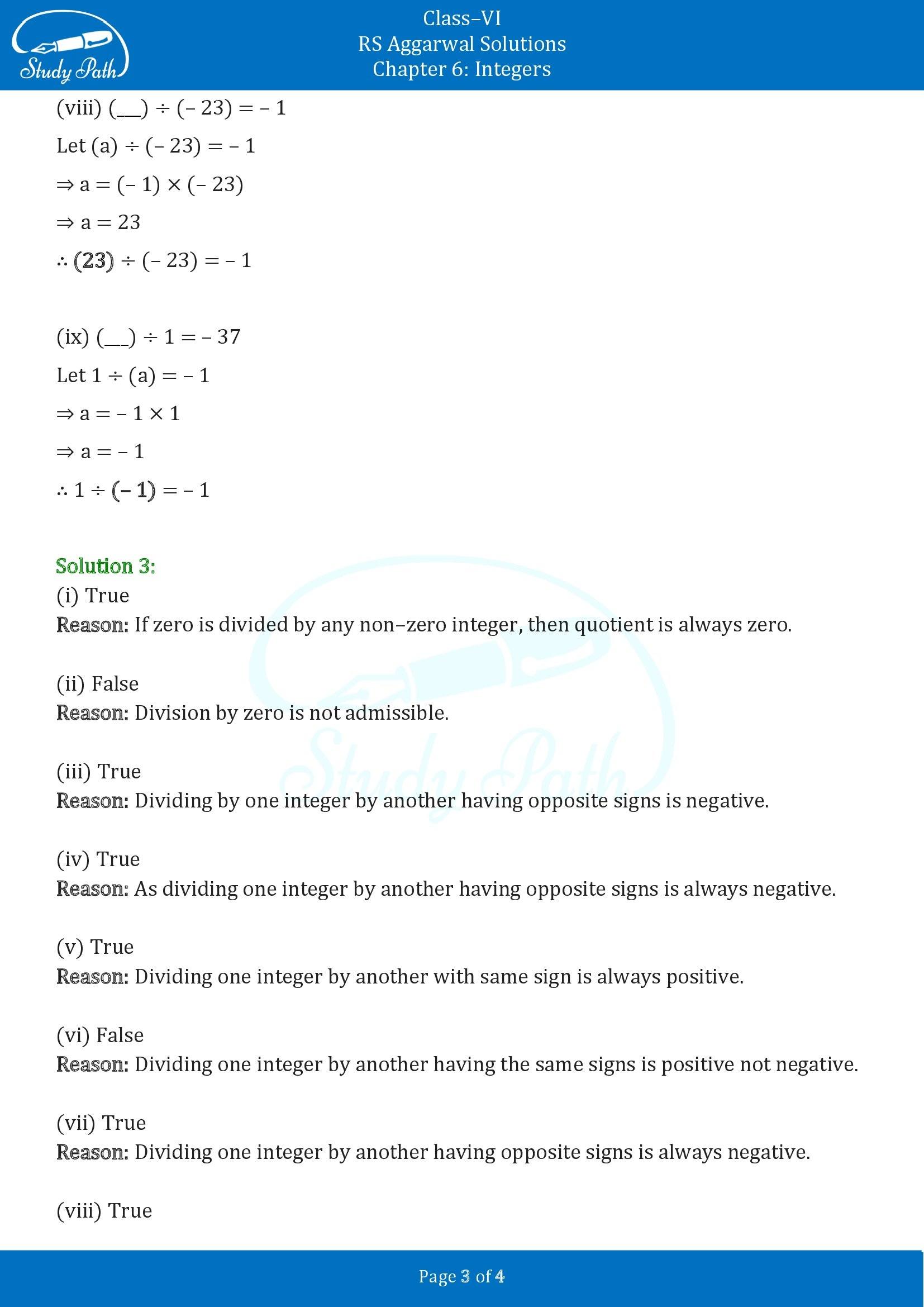 RS Aggarwal Solutions Class 6 Chapter 6 Integers Exercise 6E 00003