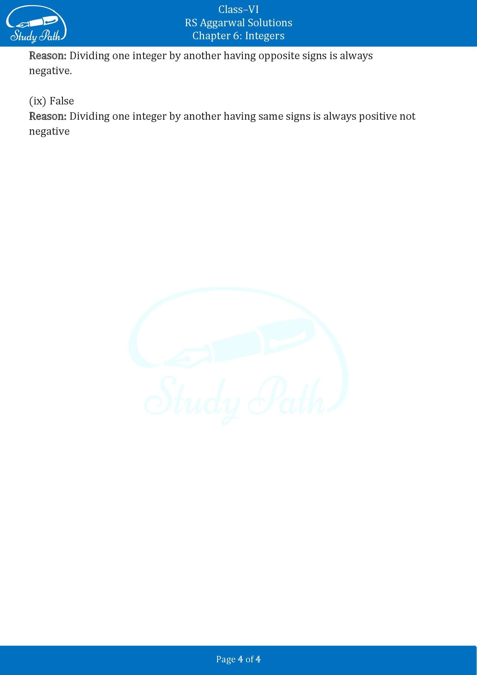 RS Aggarwal Solutions Class 6 Chapter 6 Integers Exercise 6E 00004