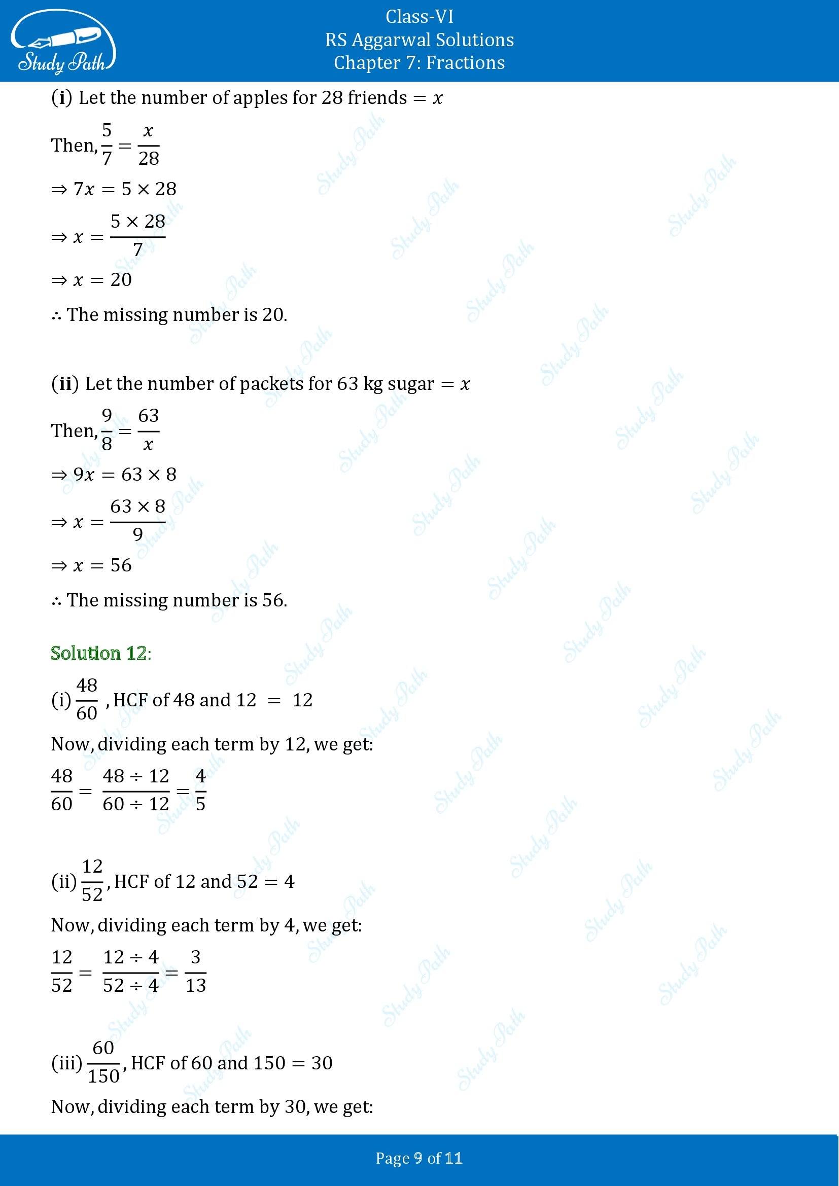 RS Aggarwal Solutions Class 6 Chapter 7 Fractions Exercise 7C 00009