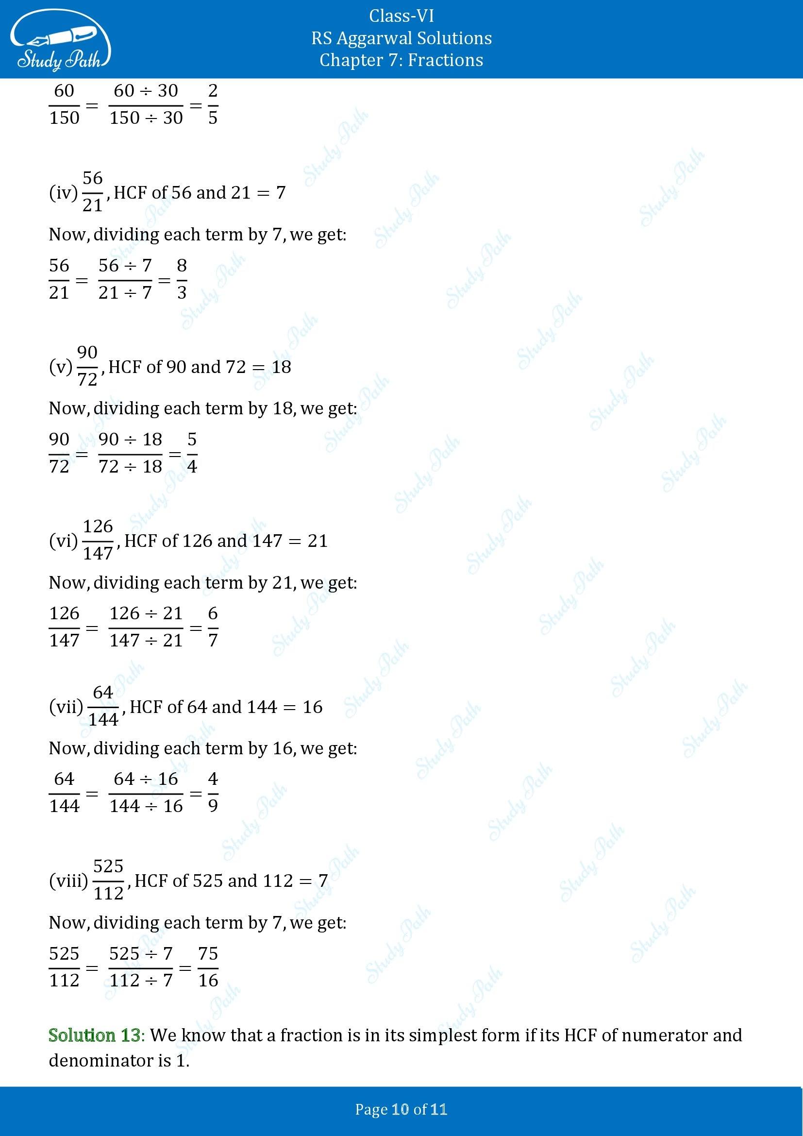 RS Aggarwal Solutions Class 6 Chapter 7 Fractions Exercise 7C 00010