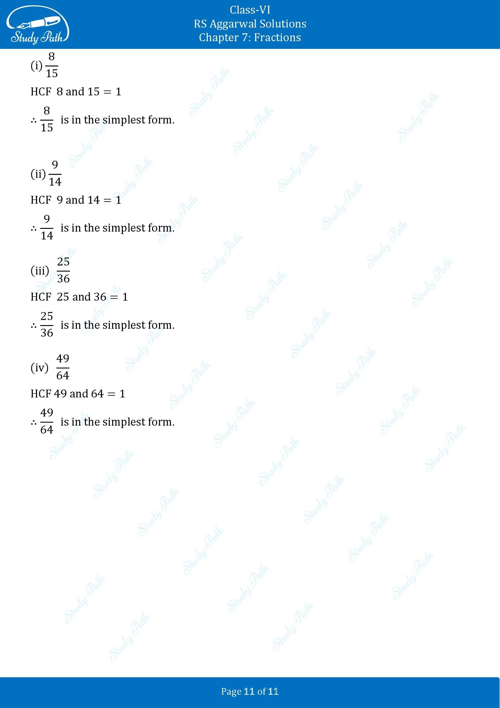 RS Aggarwal Solutions Class 6 Chapter 7 Fractions Exercise 7C 00011