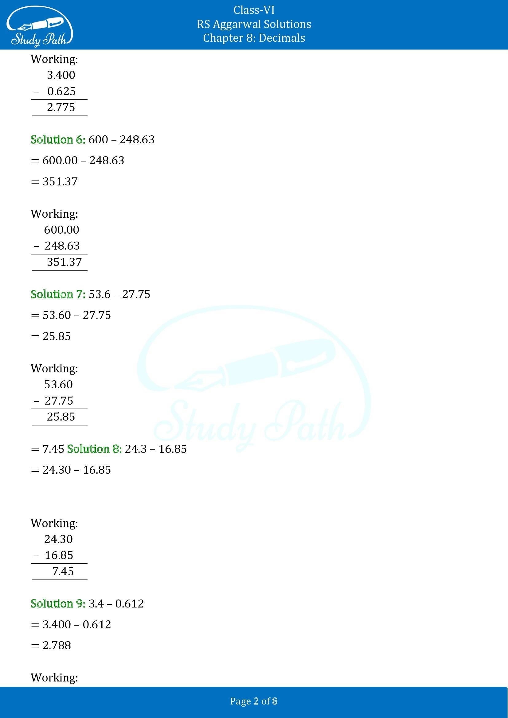 RS Aggarwal Solutions Class 6 Chapter 8 Decimals Exercise 8E 00002