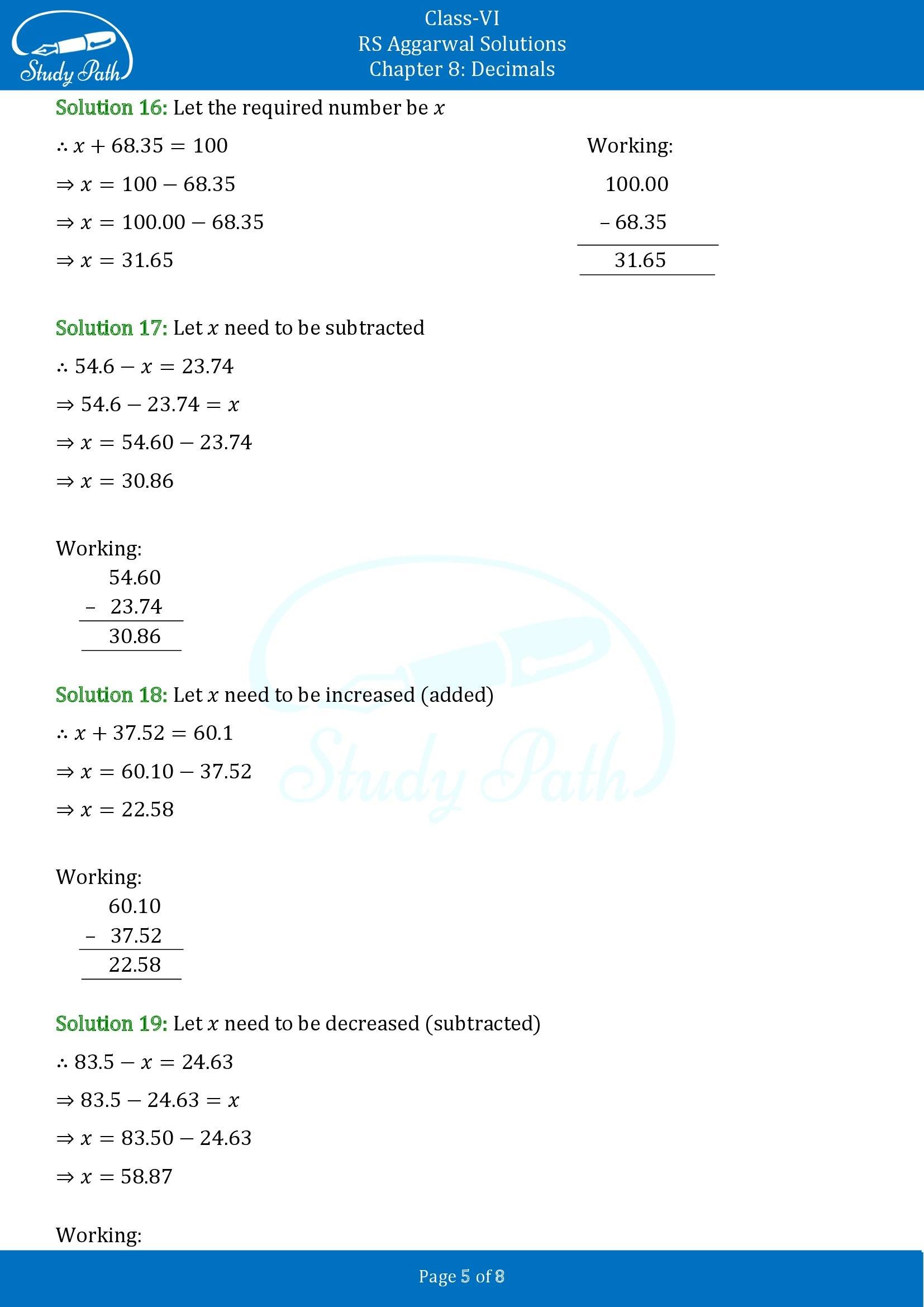 RS Aggarwal Solutions Class 6 Chapter 8 Decimals Exercise 8E 00005