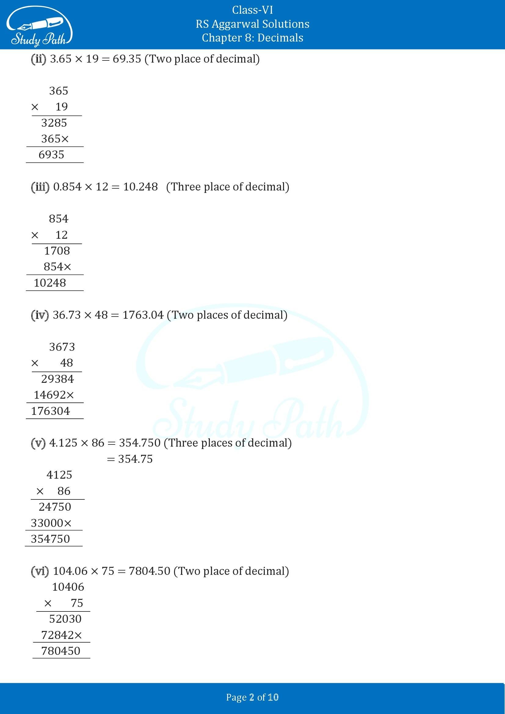 RS Aggarwal Solutions Class 6 Chapter 8 Decimals Exercise 8F 00002