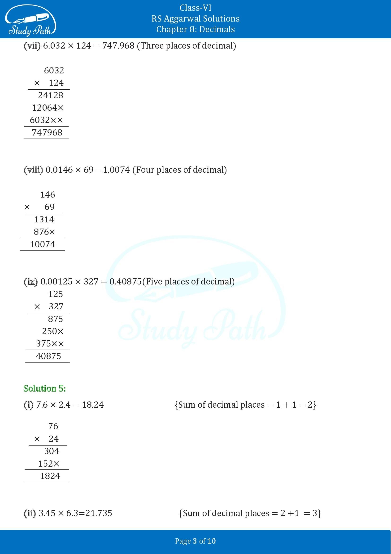 RS Aggarwal Solutions Class 6 Chapter 8 Decimals Exercise 8F 00003