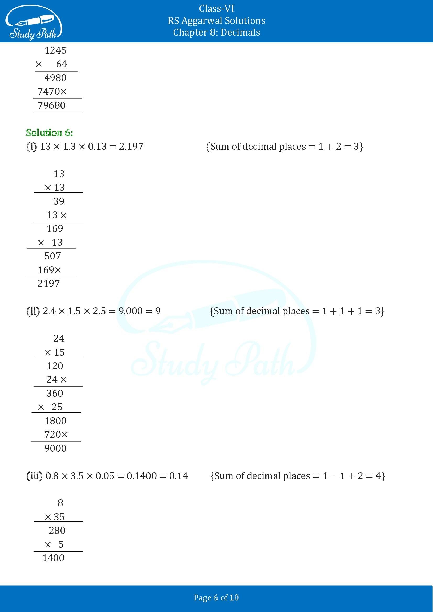 RS Aggarwal Solutions Class 6 Chapter 8 Decimals Exercise 8F 00006