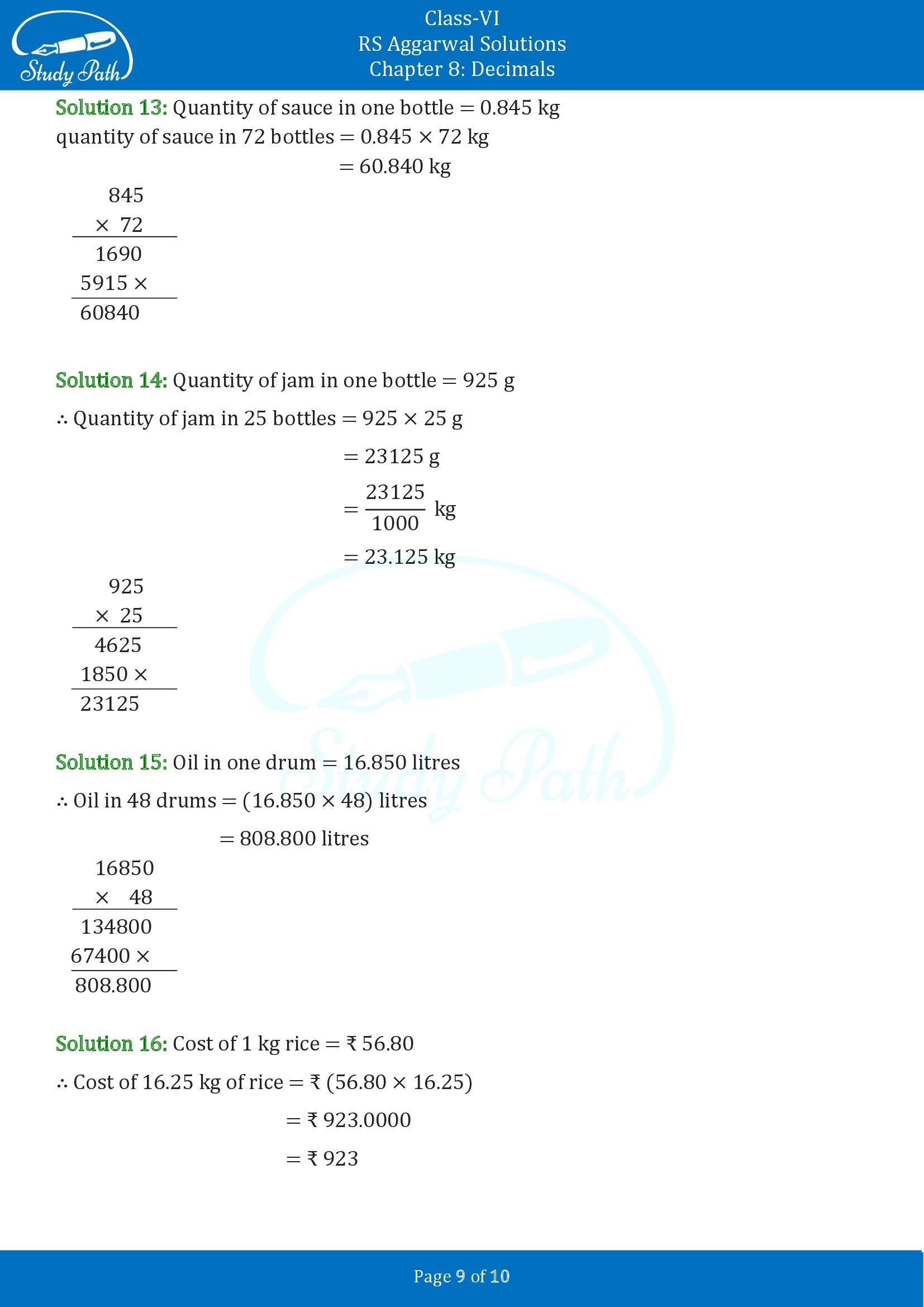 RS Aggarwal Solutions Class 6 Chapter 8 Decimals Exercise 8F 00009