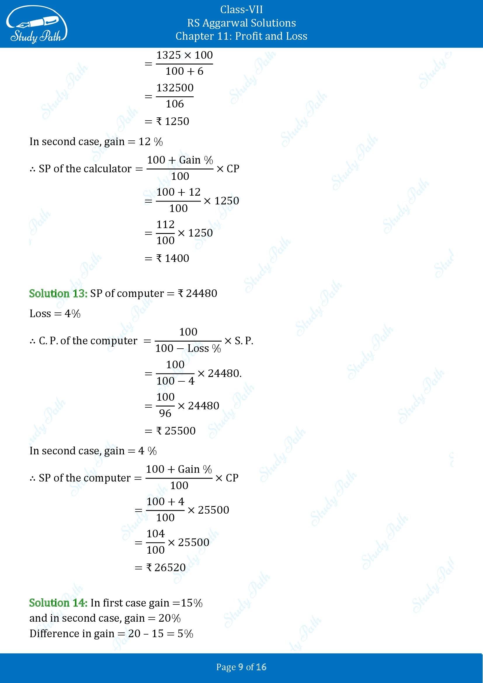 RS Aggarwal Solutions Class 7 Chapter 11 Profit and Loss Exercise 11A 00009