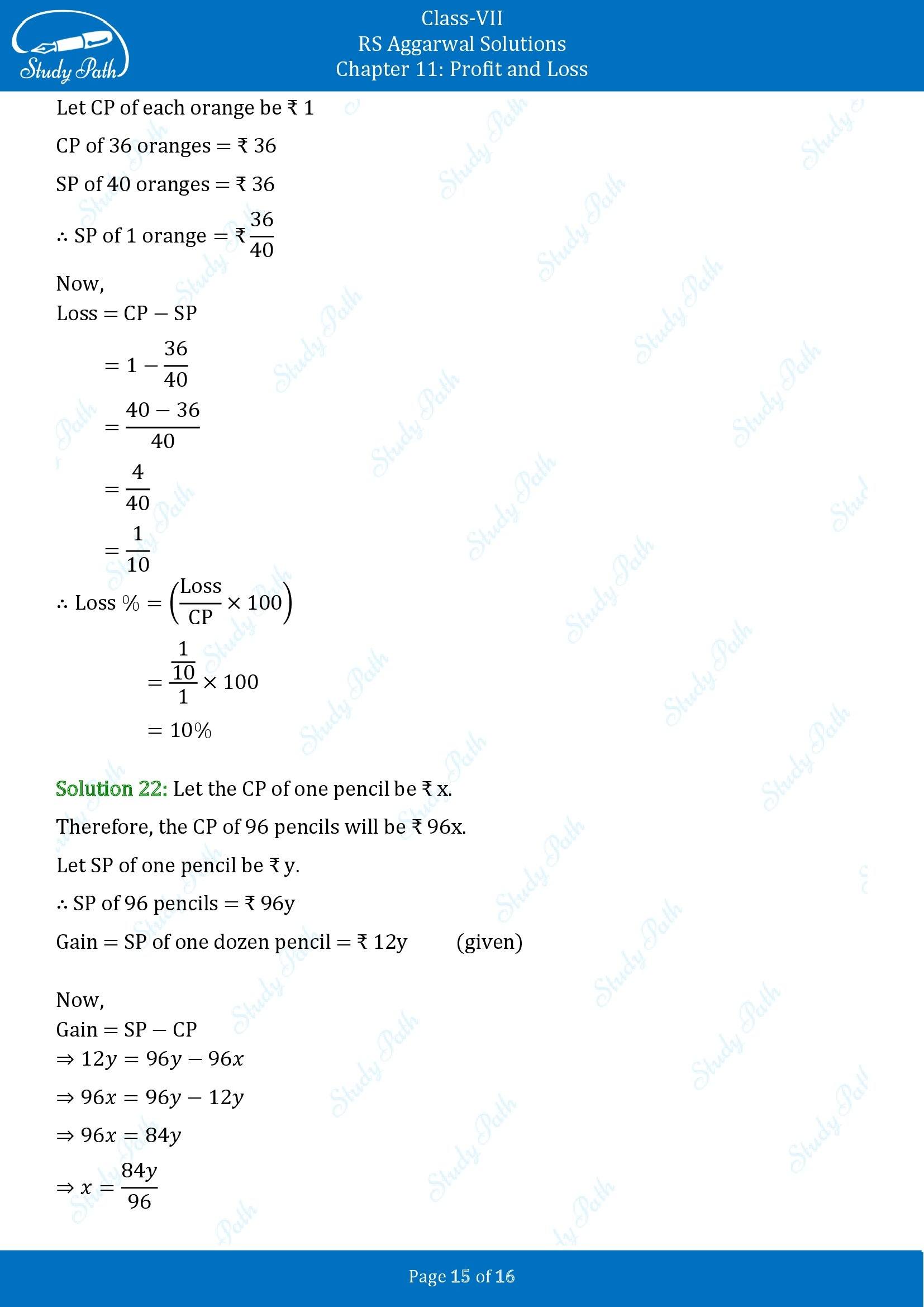 RS Aggarwal Solutions Class 7 Chapter 11 Profit and Loss Exercise 11A 00015
