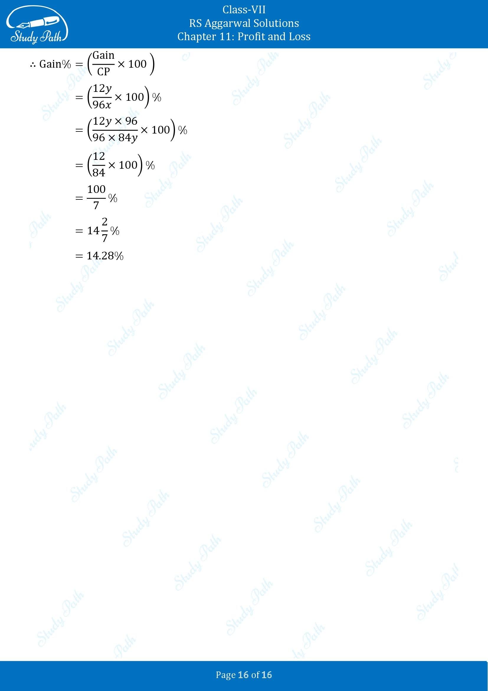 RS Aggarwal Solutions Class 7 Chapter 11 Profit and Loss Exercise 11A 00016