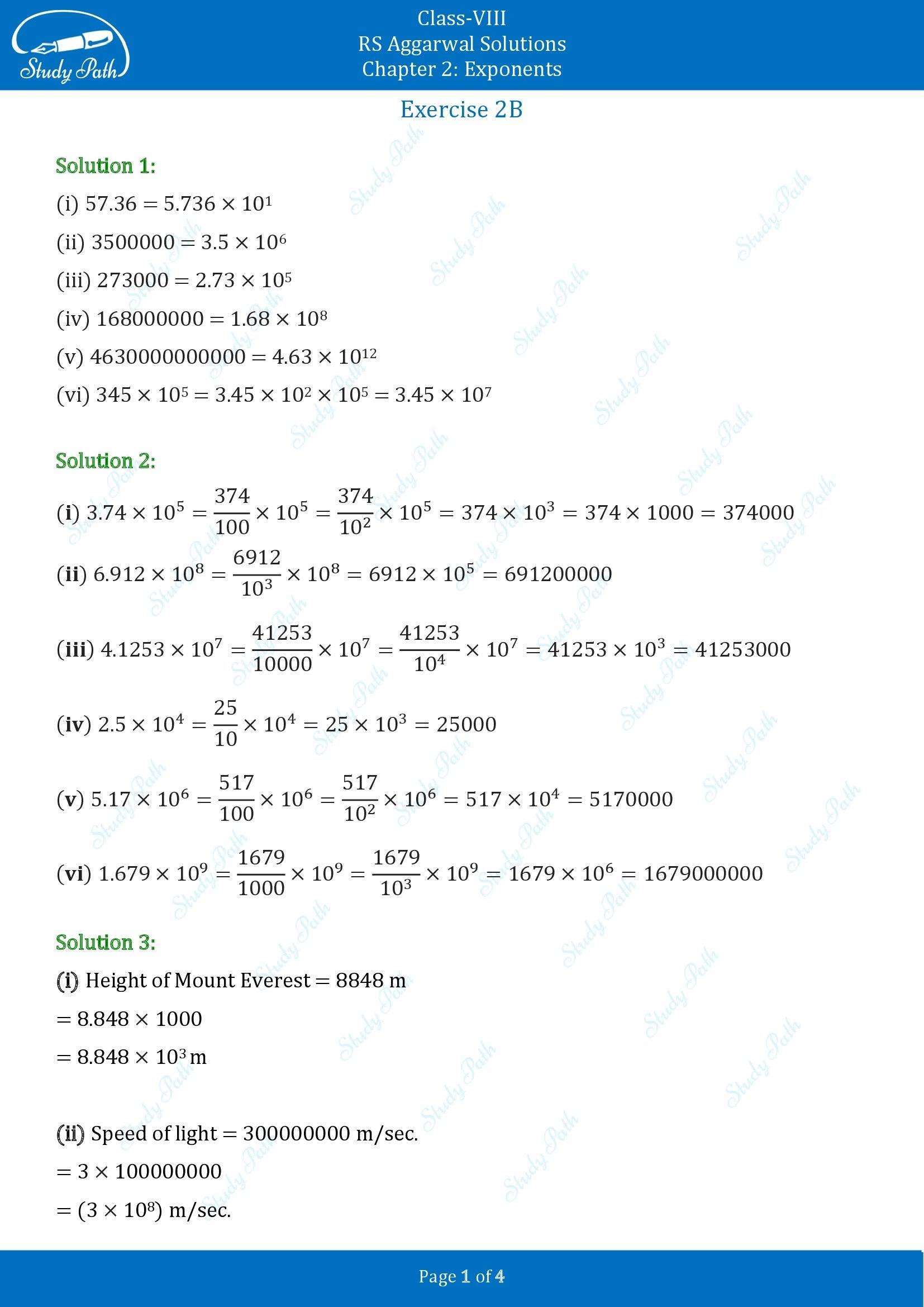 RS Aggarwal Solutions Class 8 Chapter 2 Exponents Exercise 2B 00001