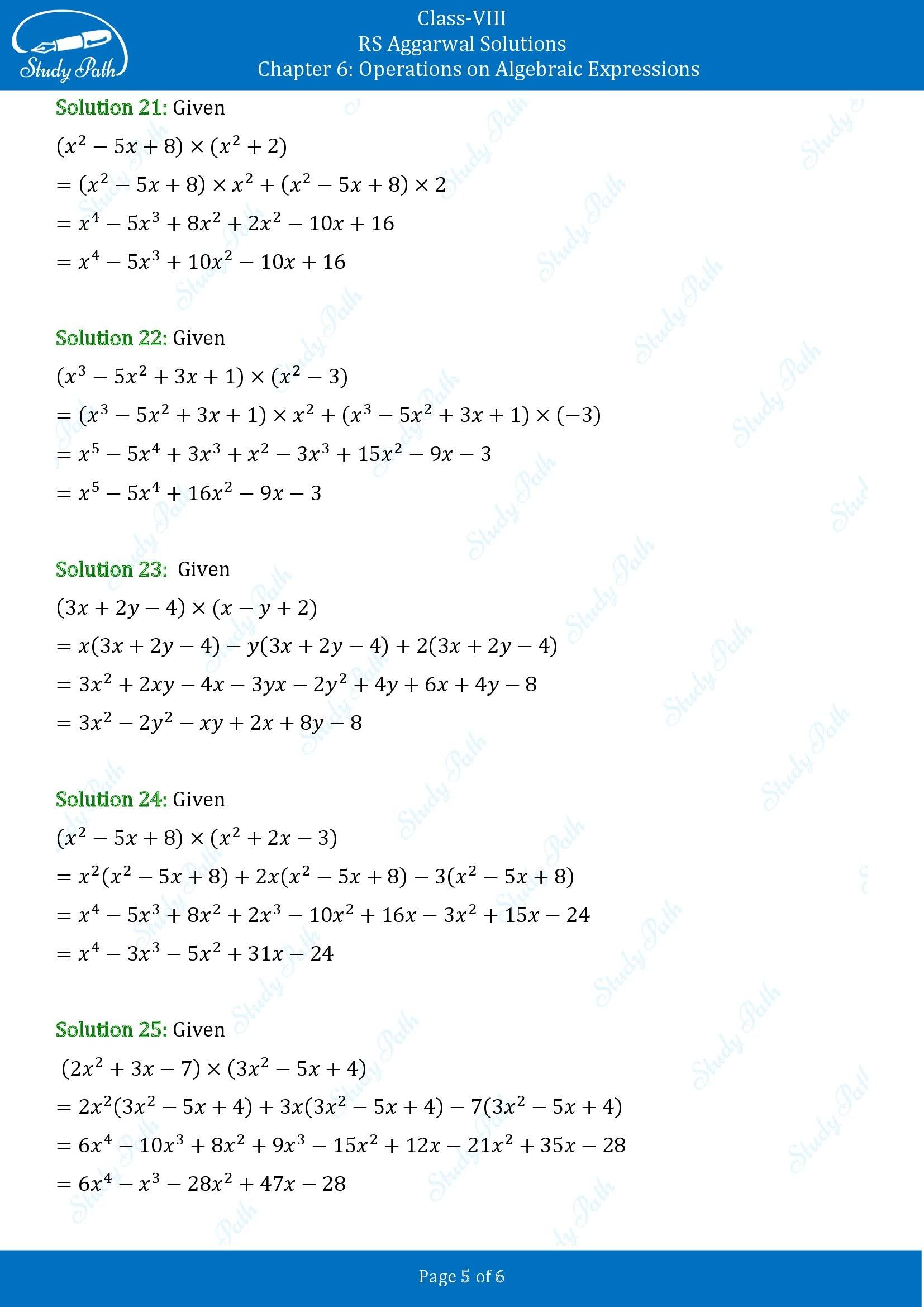 RS Aggarwal Solutions Class 8 Chapter 6 Operations on Algebraic Expressions Exercise 6B 00005