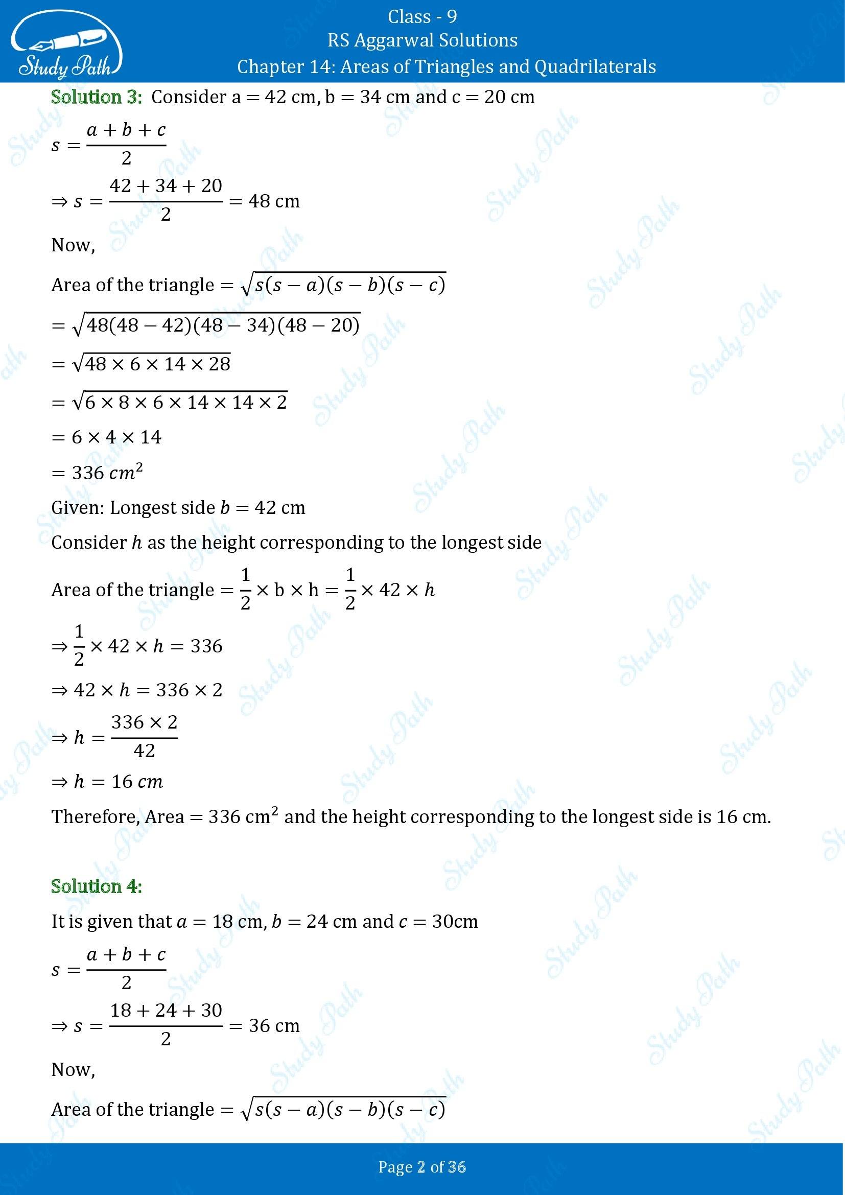 RS Aggarwal Solutions Class 9 Chapter 14 Areas of Triangles and Quadrilaterals Exercise 14 00002
