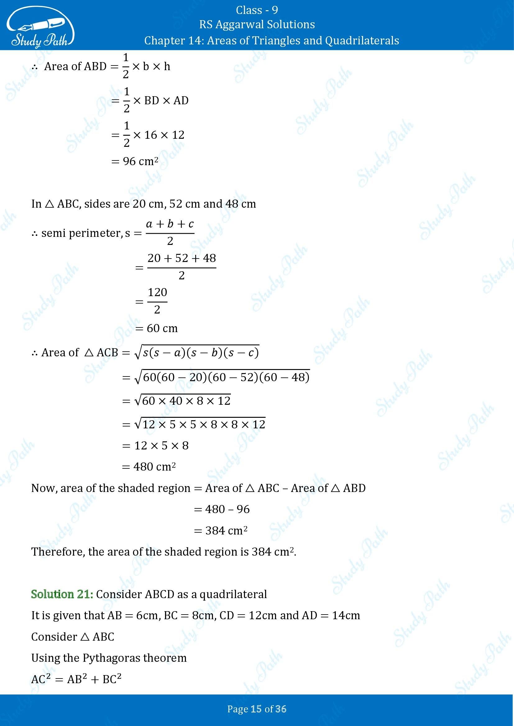 RS Aggarwal Solutions Class 9 Chapter 14 Areas of Triangles and Quadrilaterals Exercise 14 00015