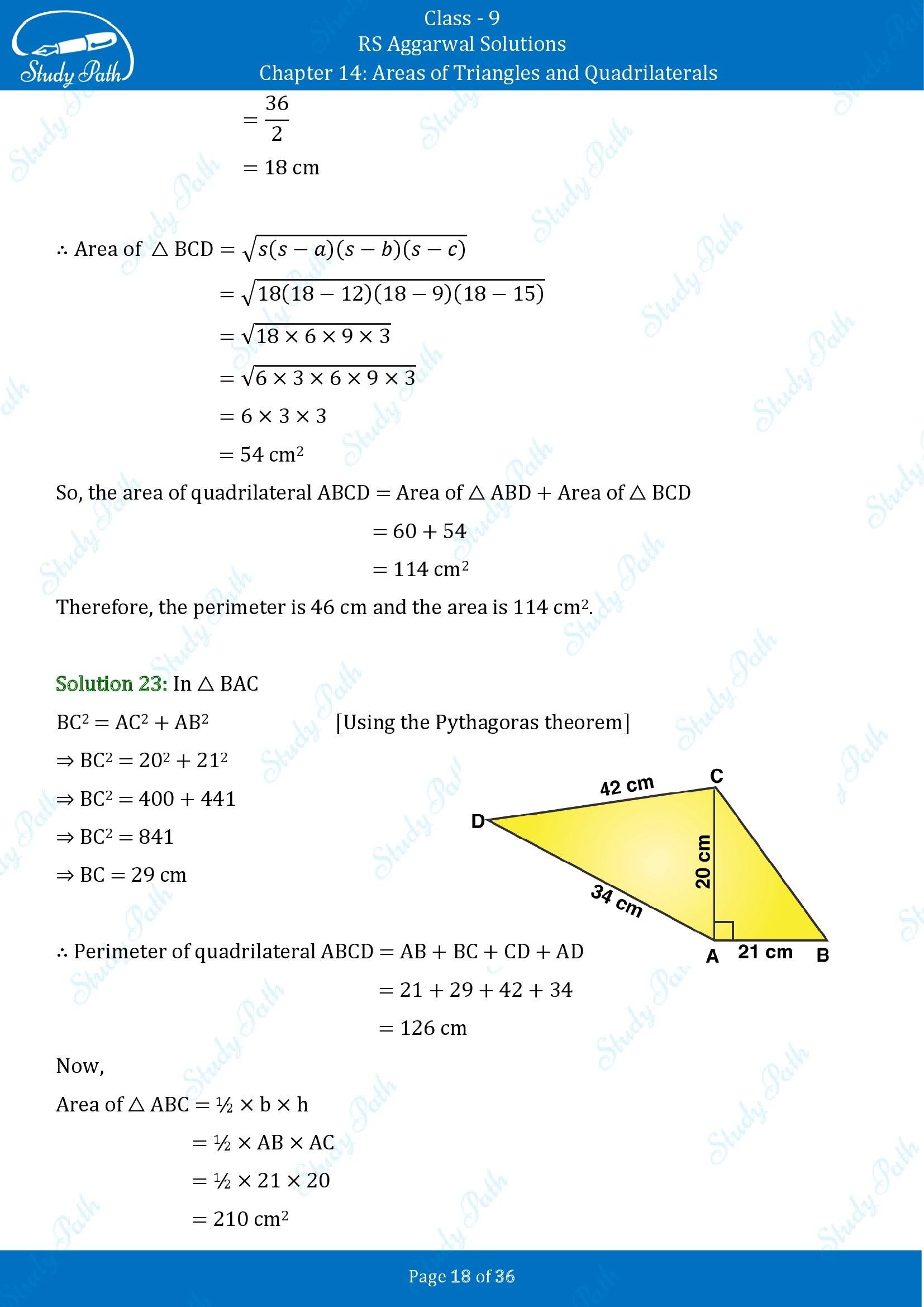 RS Aggarwal Solutions Class 9 Chapter 14 Areas of Triangles and Quadrilaterals Exercise 14 00018