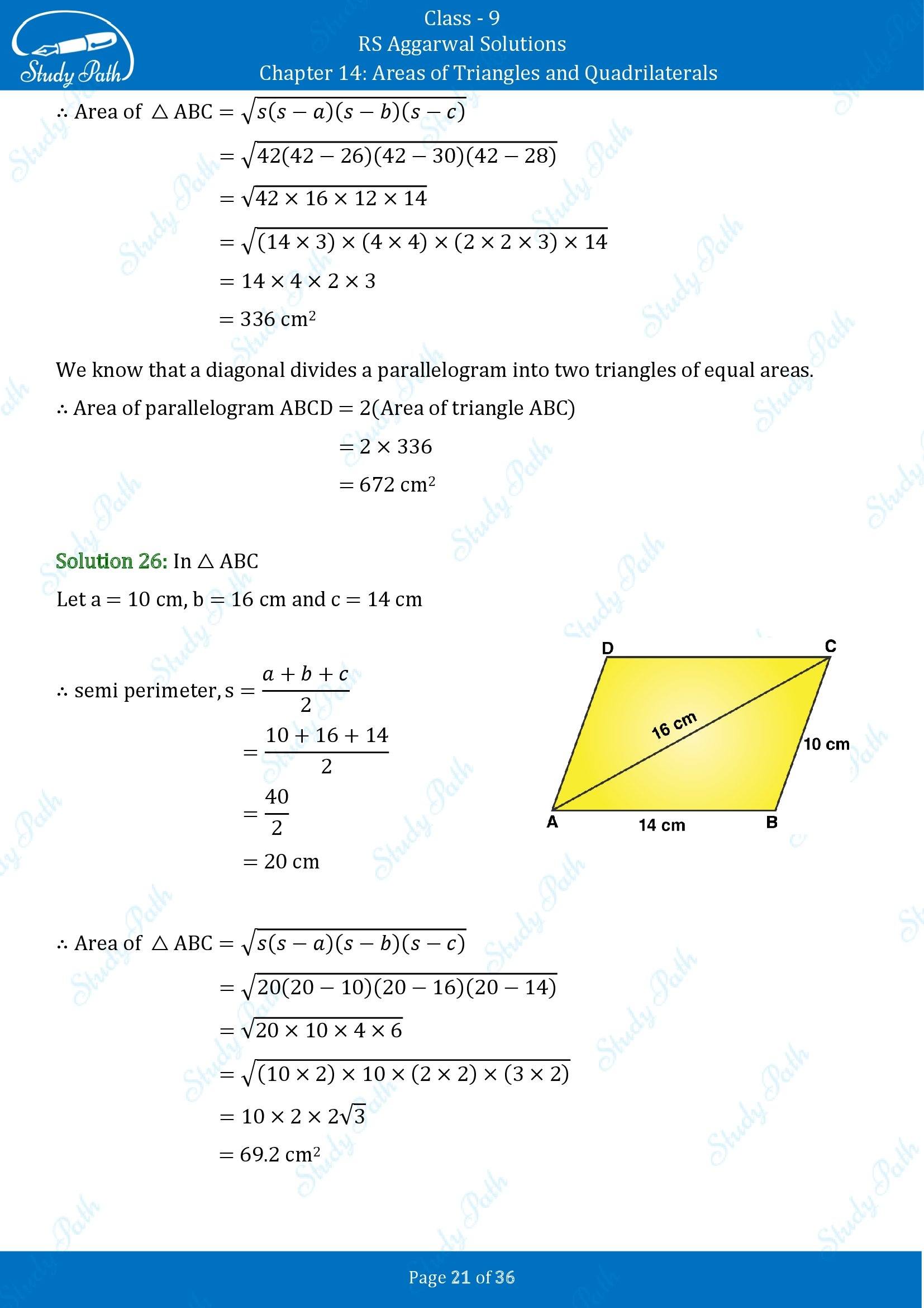 RS Aggarwal Solutions Class 9 Chapter 14 Areas of Triangles and Quadrilaterals Exercise 14 00021