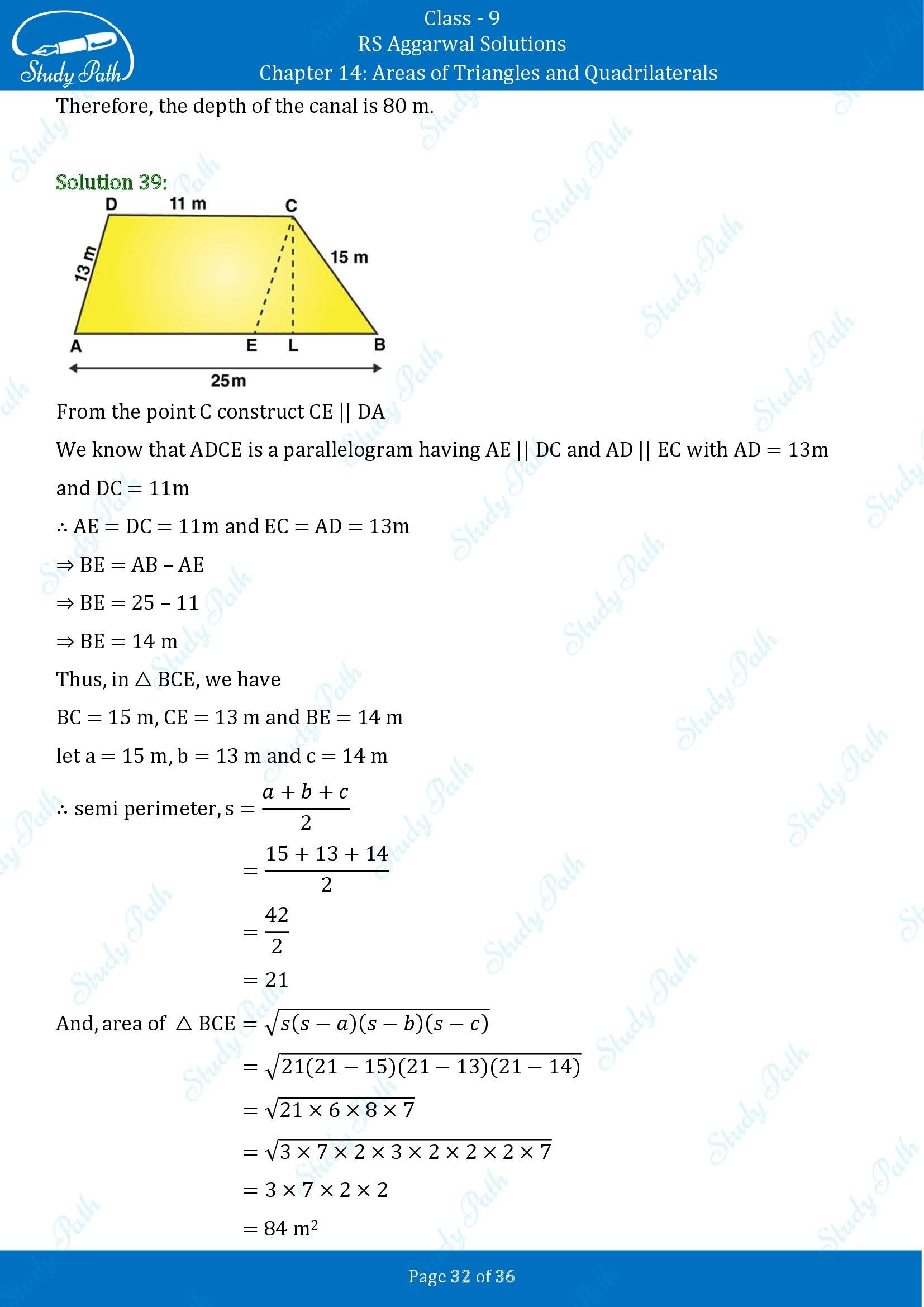RS Aggarwal Solutions Class 9 Chapter 14 Areas of Triangles and Quadrilaterals Exercise 14 00032