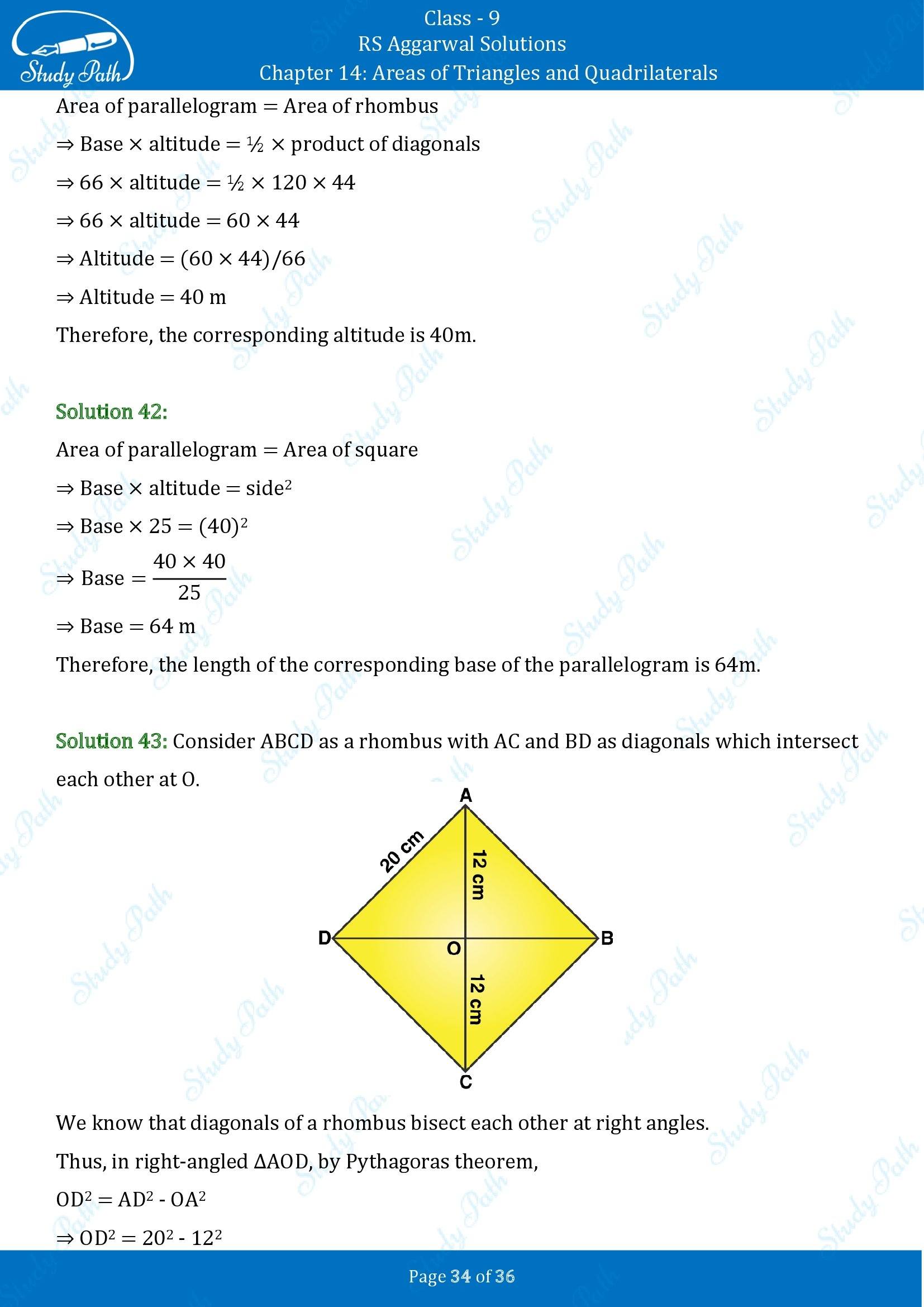 RS Aggarwal Solutions Class 9 Chapter 14 Areas of Triangles and Quadrilaterals Exercise 14 00034
