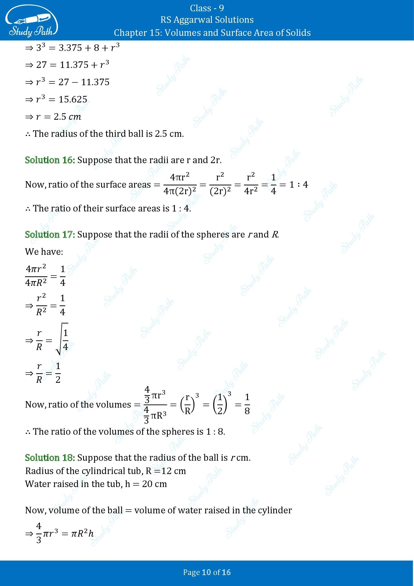 RS Aggarwal Solutions Class 9 Chapter 15 Volumes and Surface Area of Solids Exercise 15D 00010