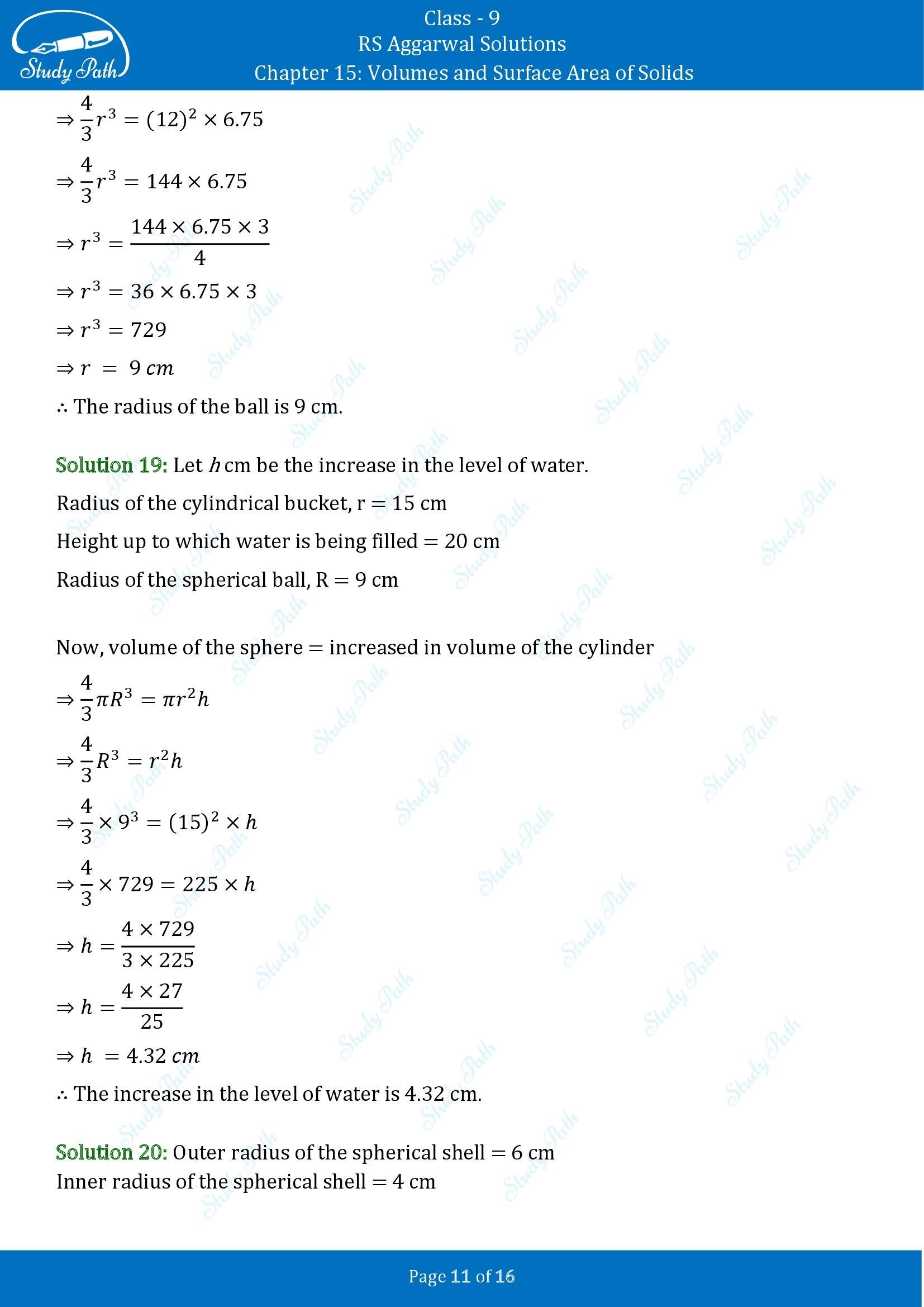 RS Aggarwal Solutions Class 9 Chapter 15 Volumes and Surface Area of Solids Exercise 15D 00011