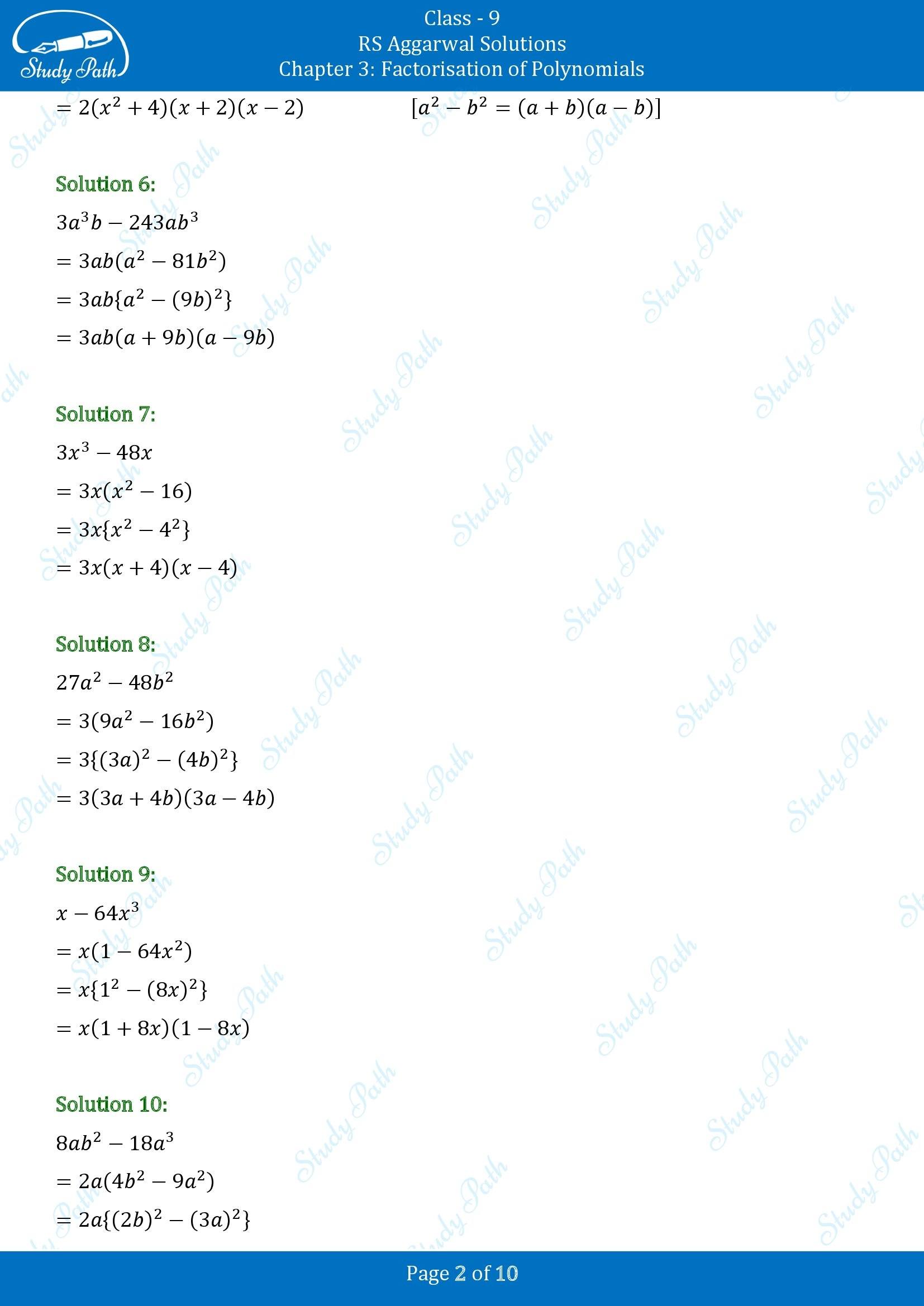 RS Aggarwal Solutions Class 9 Chapter 3 Factorisation of Polynomials Exercise 3B 00002