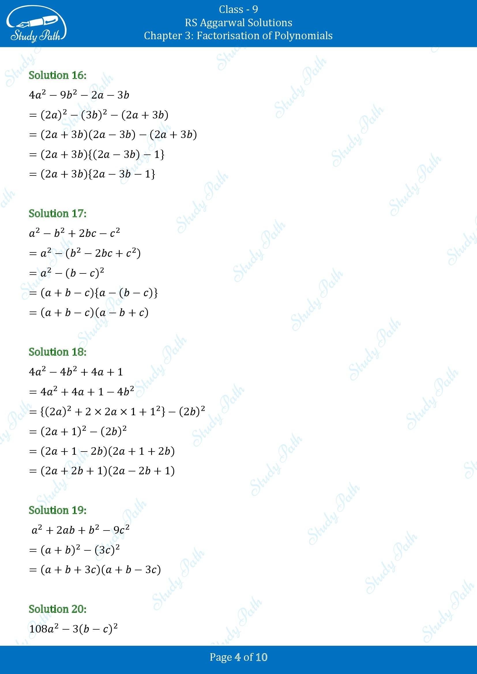 RS Aggarwal Solutions Class 9 Chapter 3 Factorisation of Polynomials Exercise 3B 00004