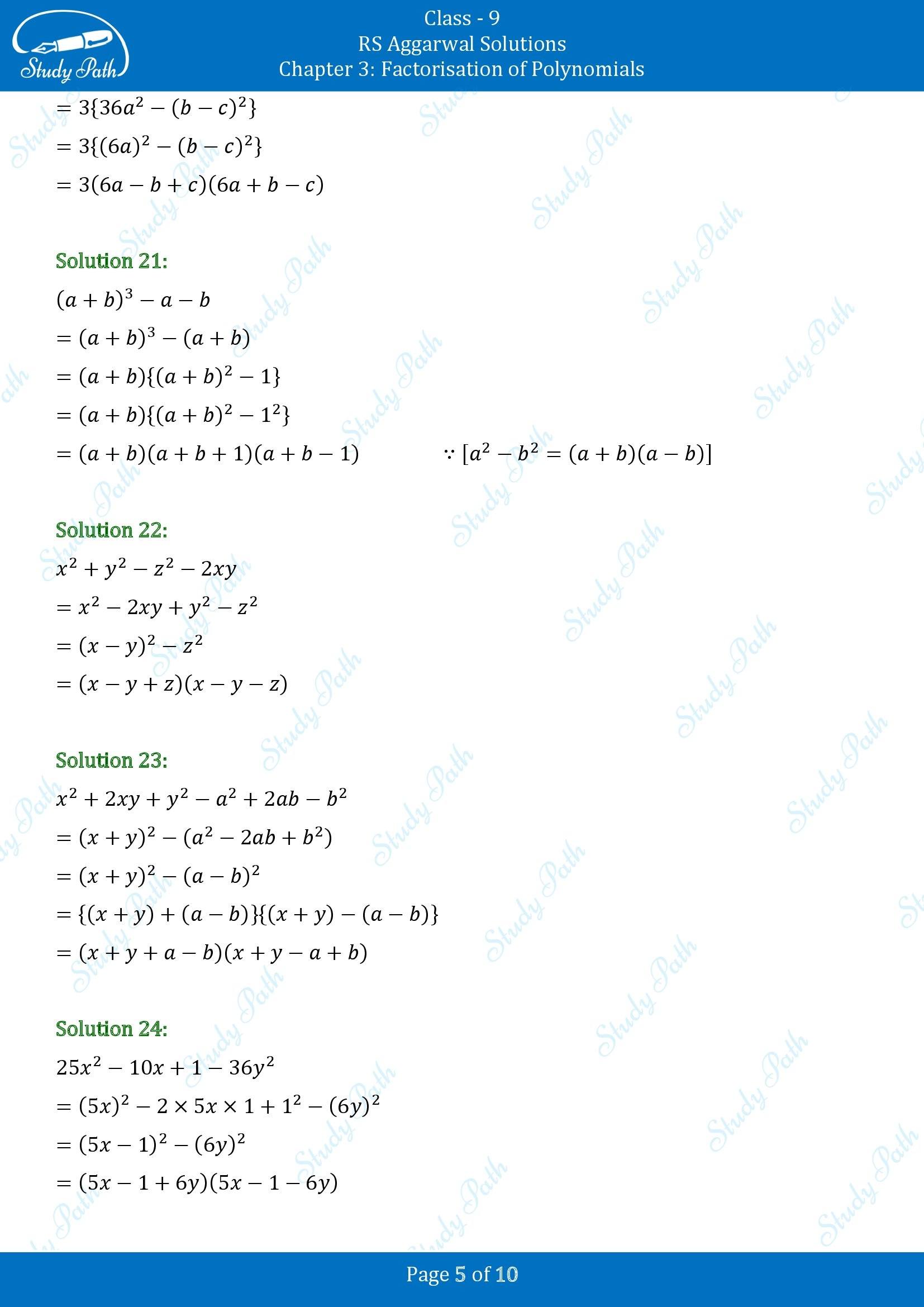 RS Aggarwal Solutions Class 9 Chapter 3 Factorisation of Polynomials Exercise 3B 00005
